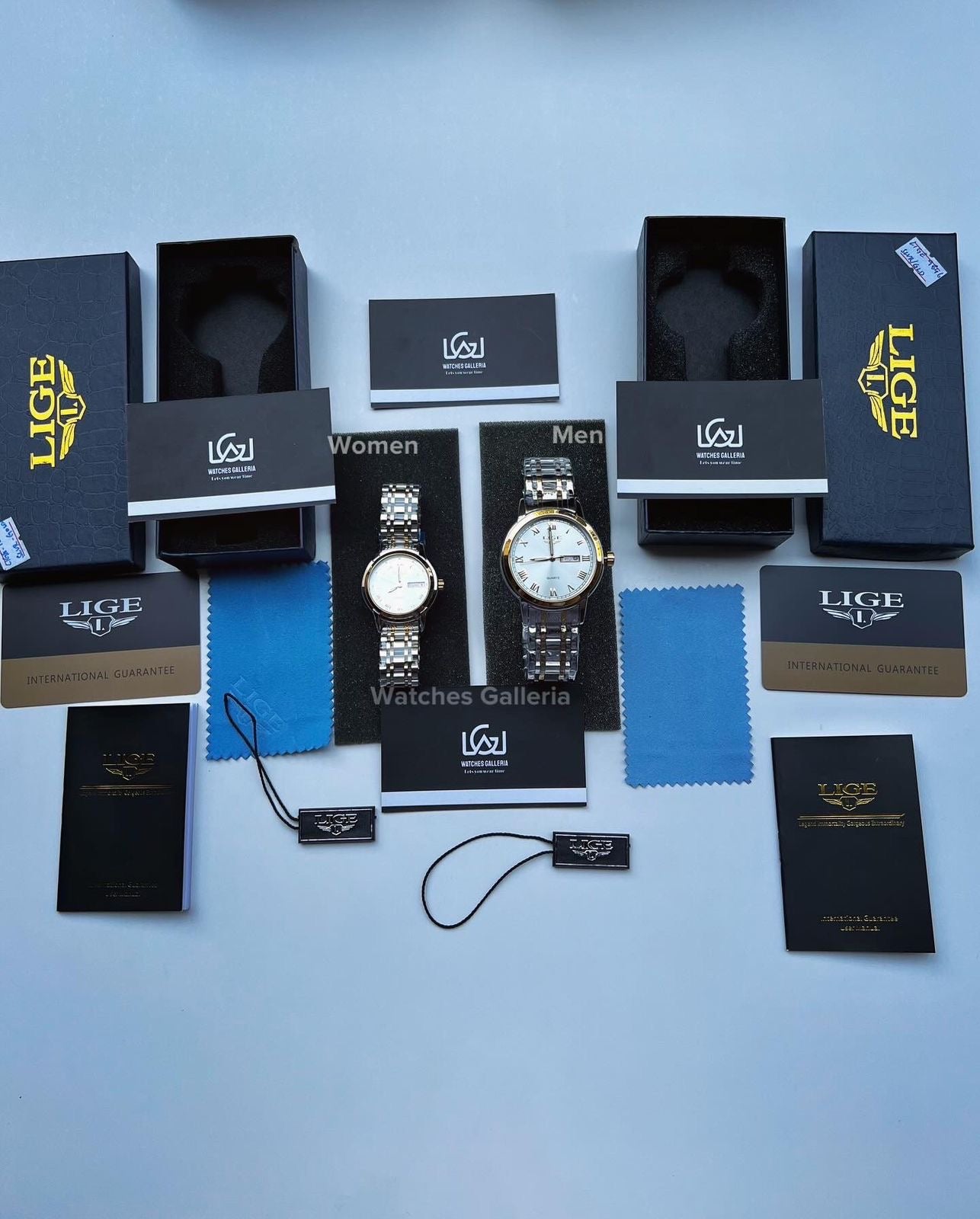 Lige Date Day Couple Watch (Silver/Gold) lige9846 lige 10007L