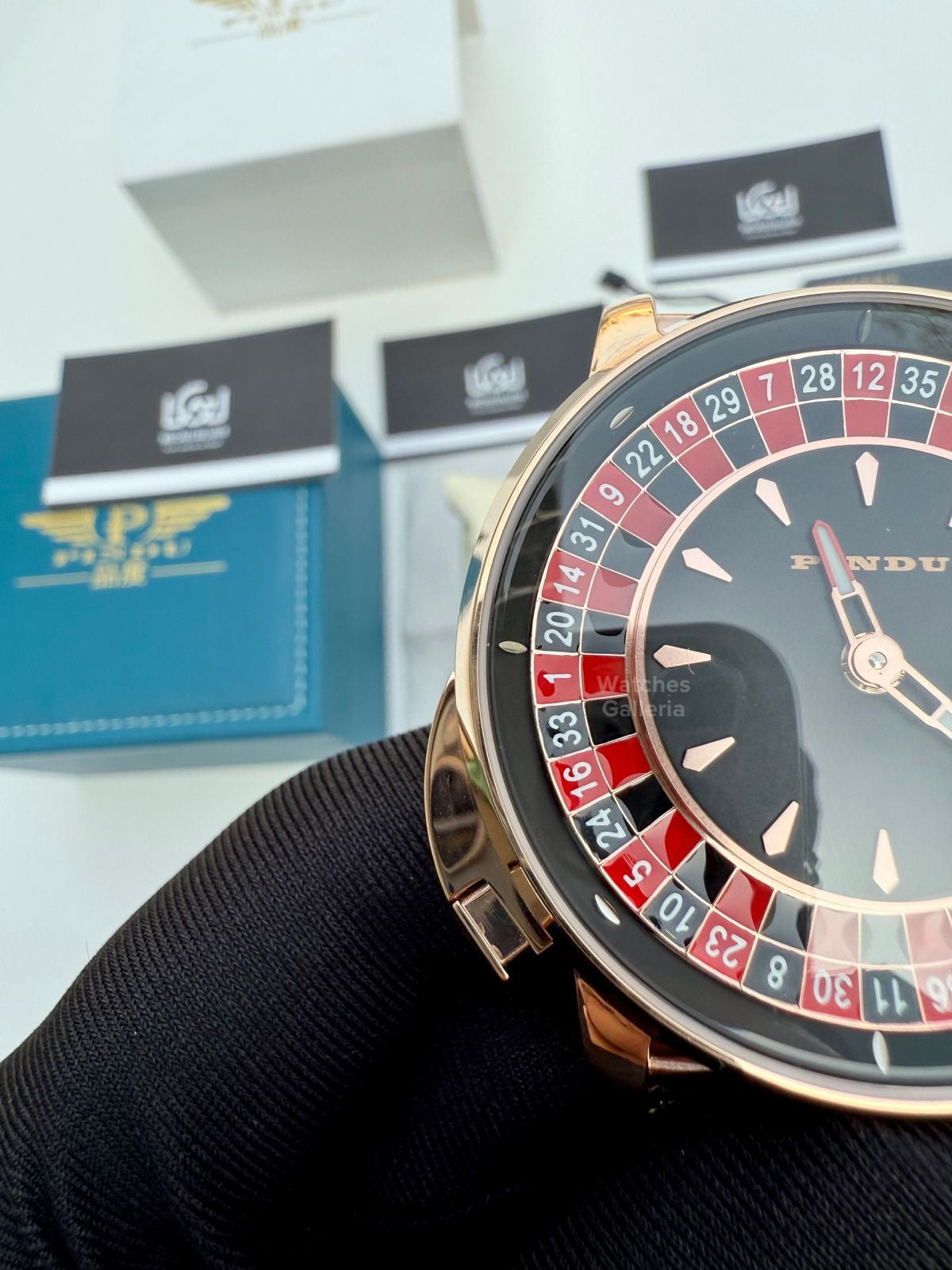 Pindu Design Casino Tourbillon Roulette Button Automatic (Gold Mesh Bracelet) P6628 Watches Galleria