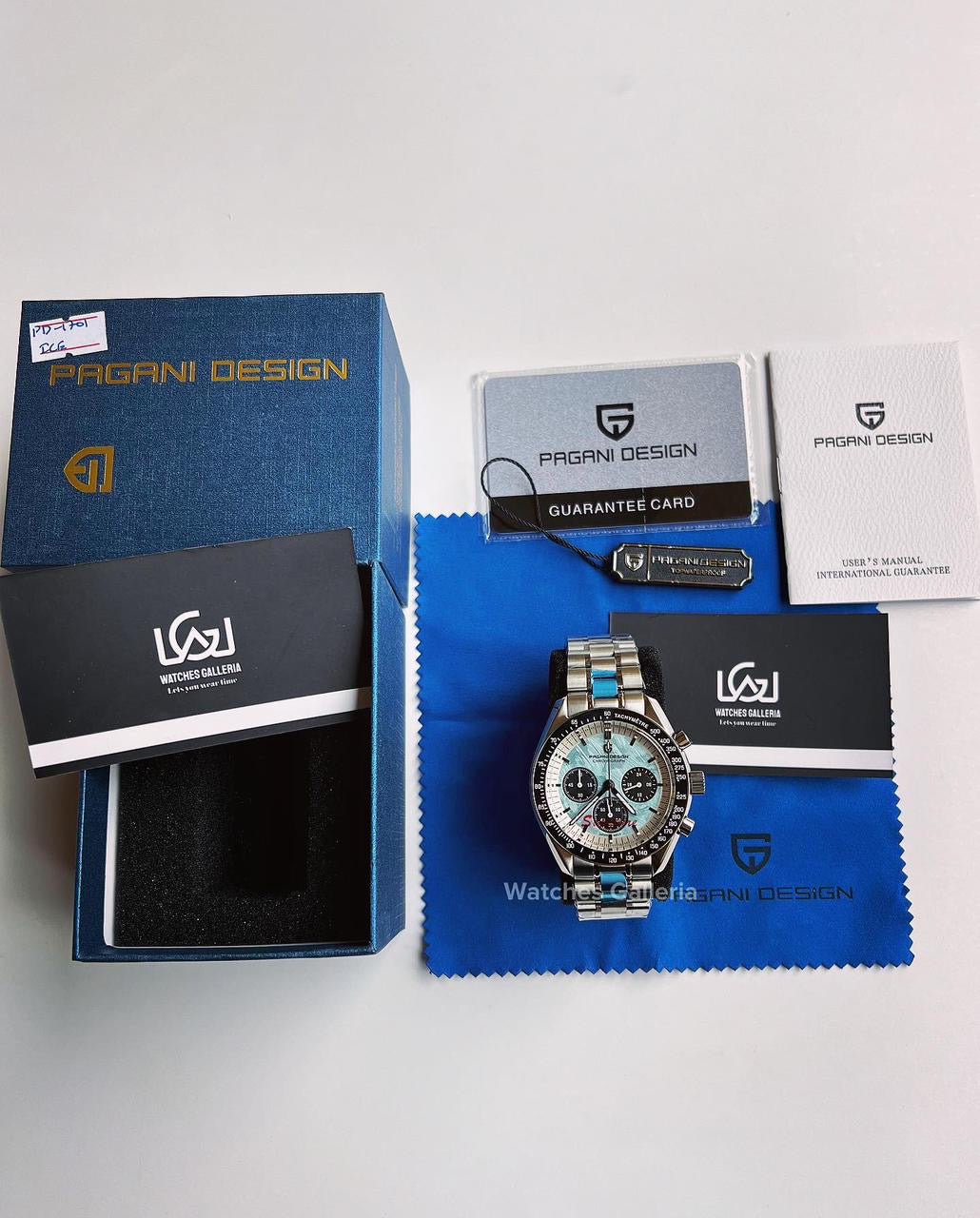 Pagani Design Speedmaster Moonwatch Quartz (Ice Blue Meteorite) PD1701