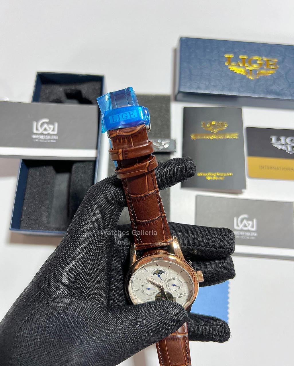 Lige Moonphase Automatic (Black Rose Gold) LIGE6828
