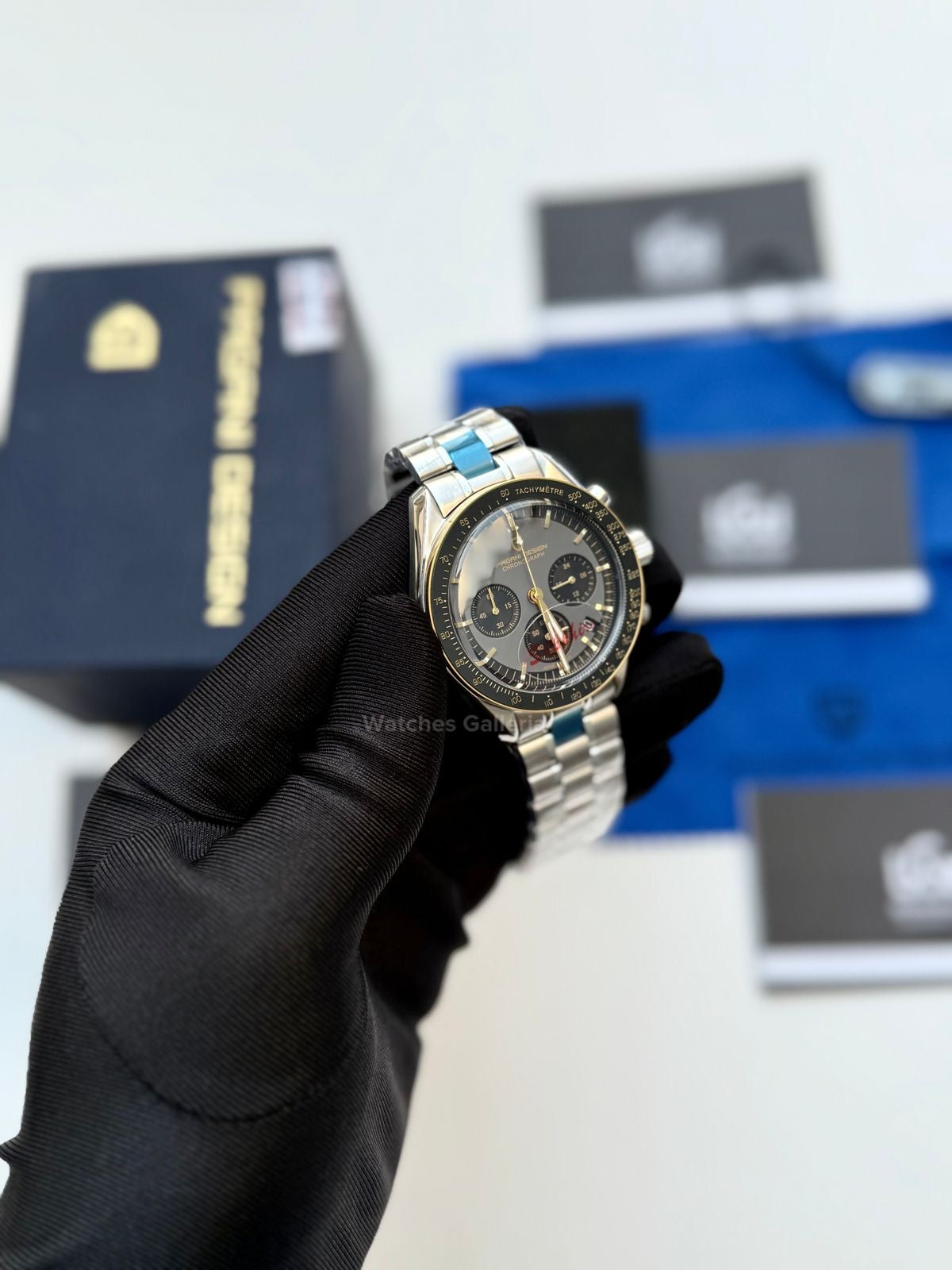 Pagani Design Speedmaster Moonwatch Quartz Black/Gold (V3) PD1701 Watches Galleria