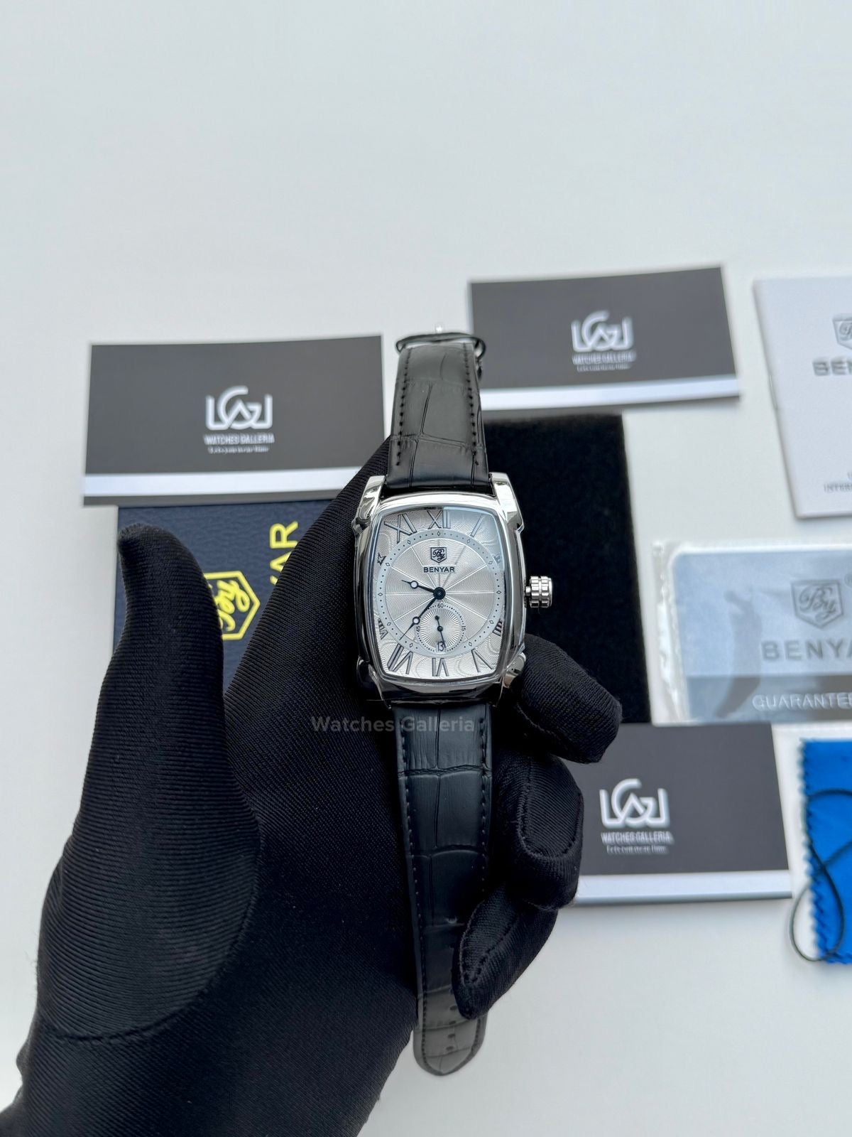 Benyar Square Classic Date Watch (Black Silver) BY5114 Watches Galleria