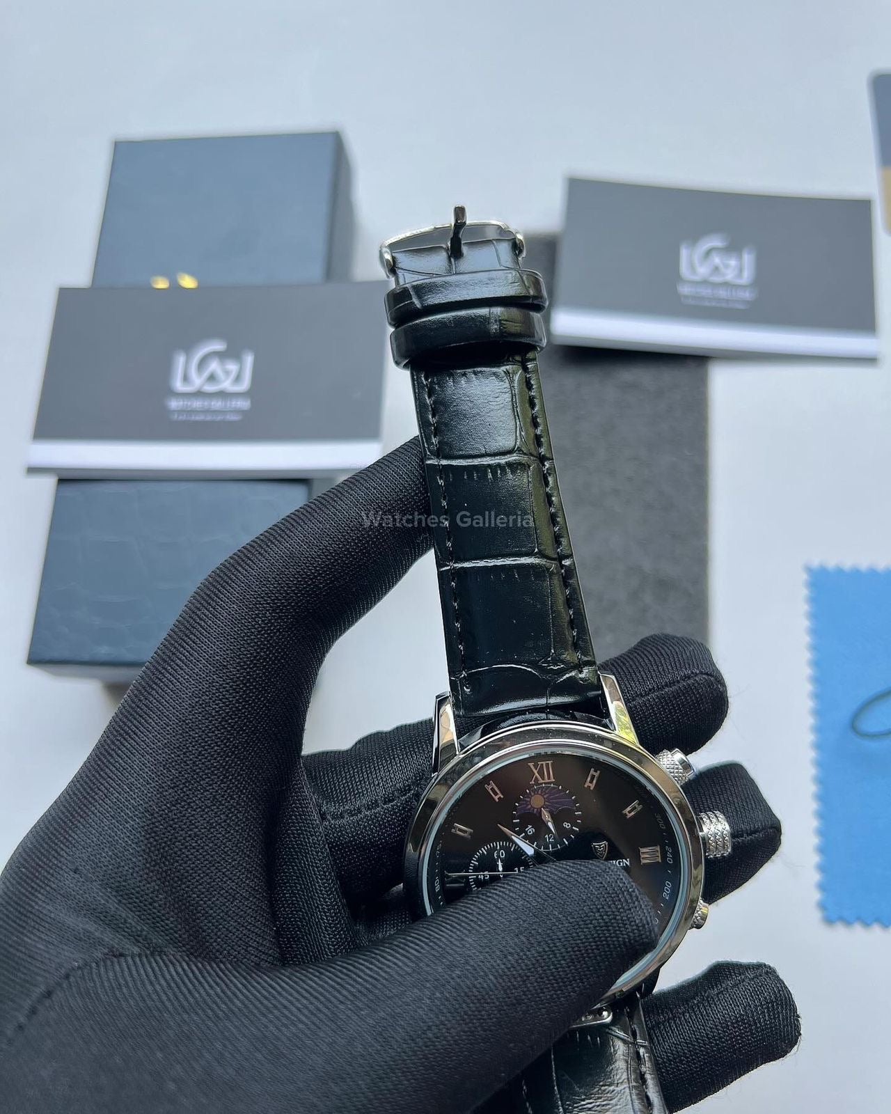 Lige Classic Moonphase (Black) LG8953 Watches Galleria