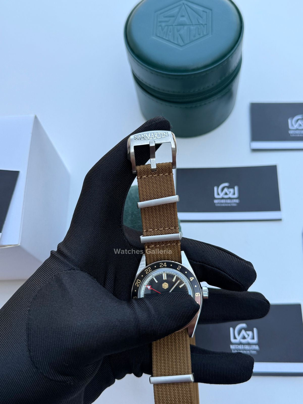 San Martin GMT RootBeer Automatic (Khaki Nato Straps) SN0116 Watches Galleria