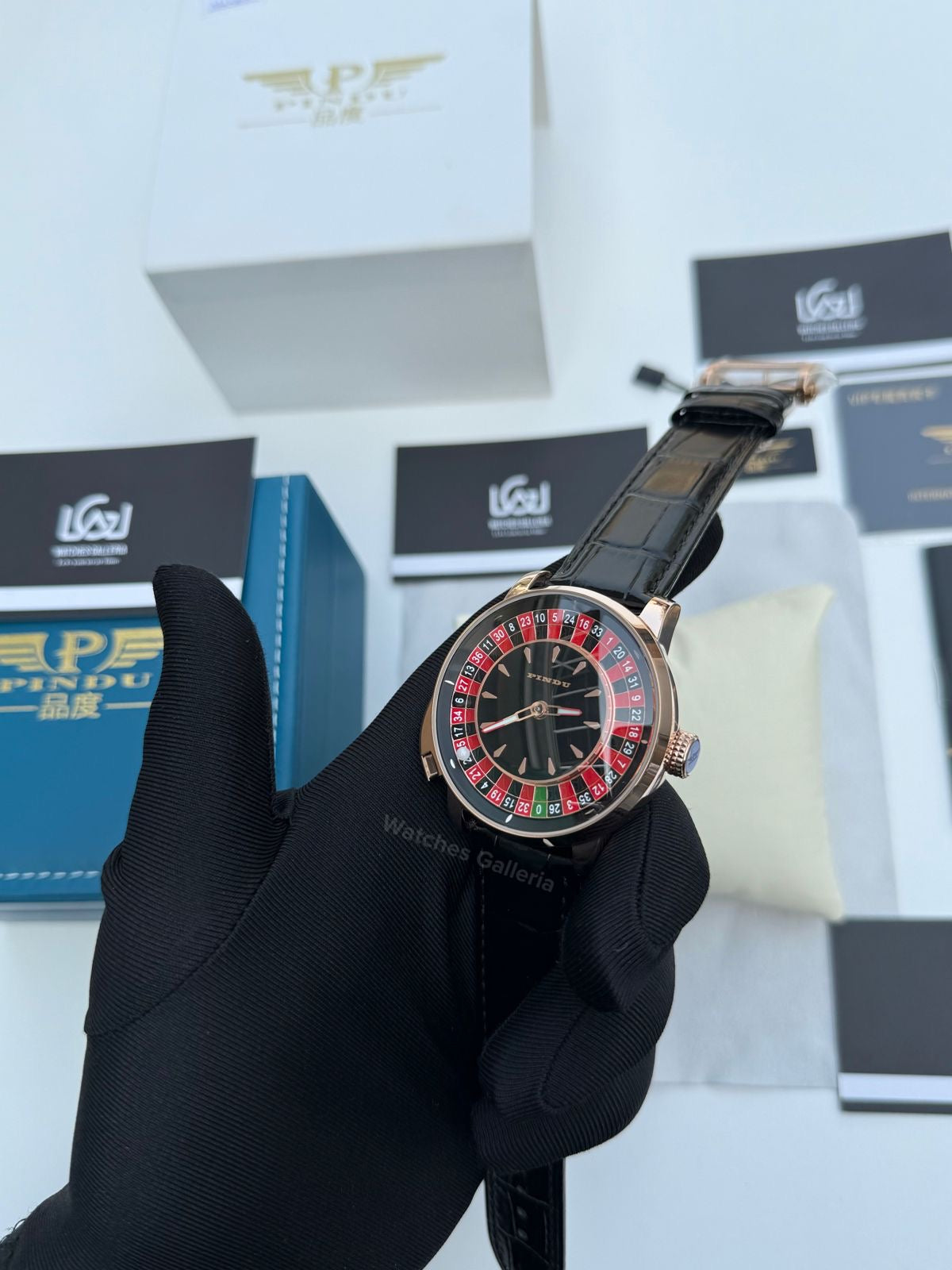 Pindu Design Casino Tourbillon Roulette Button Automatic (Black) P6628 Watches Galleria