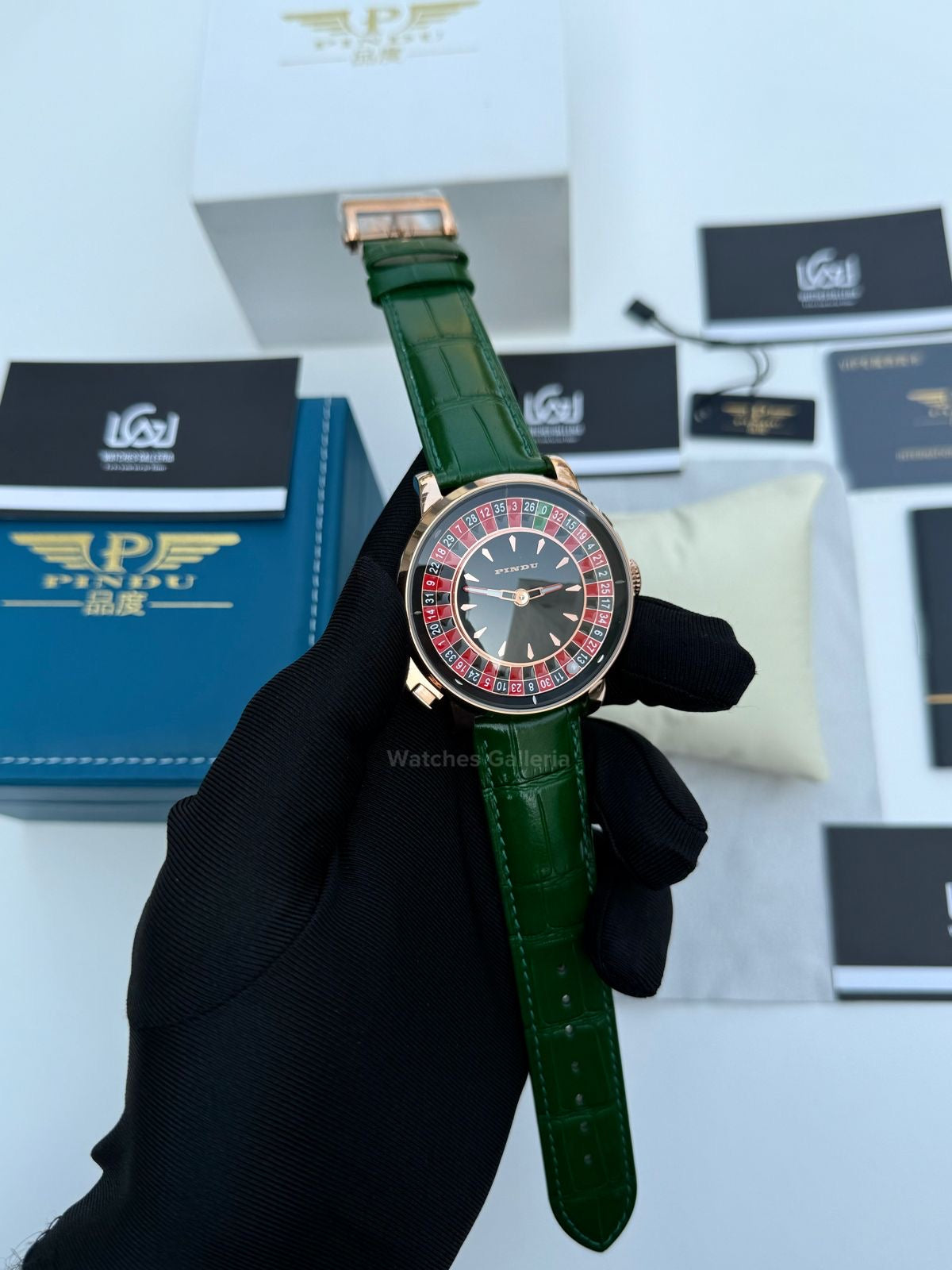 Pindu Design Casino Tourbillon Roulette Button Automatic (Green) P6628 Watches Galleria