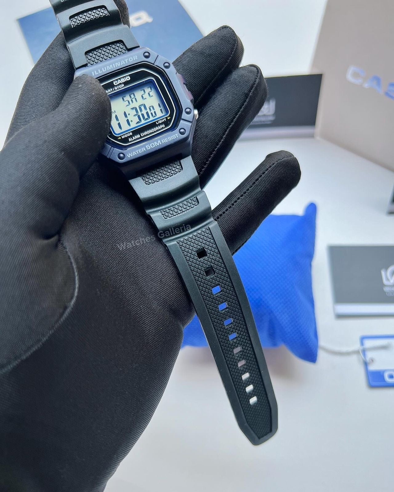 Casio Sports Digital Watch (Black Blue Limited Edition) W218H Watches Galleria