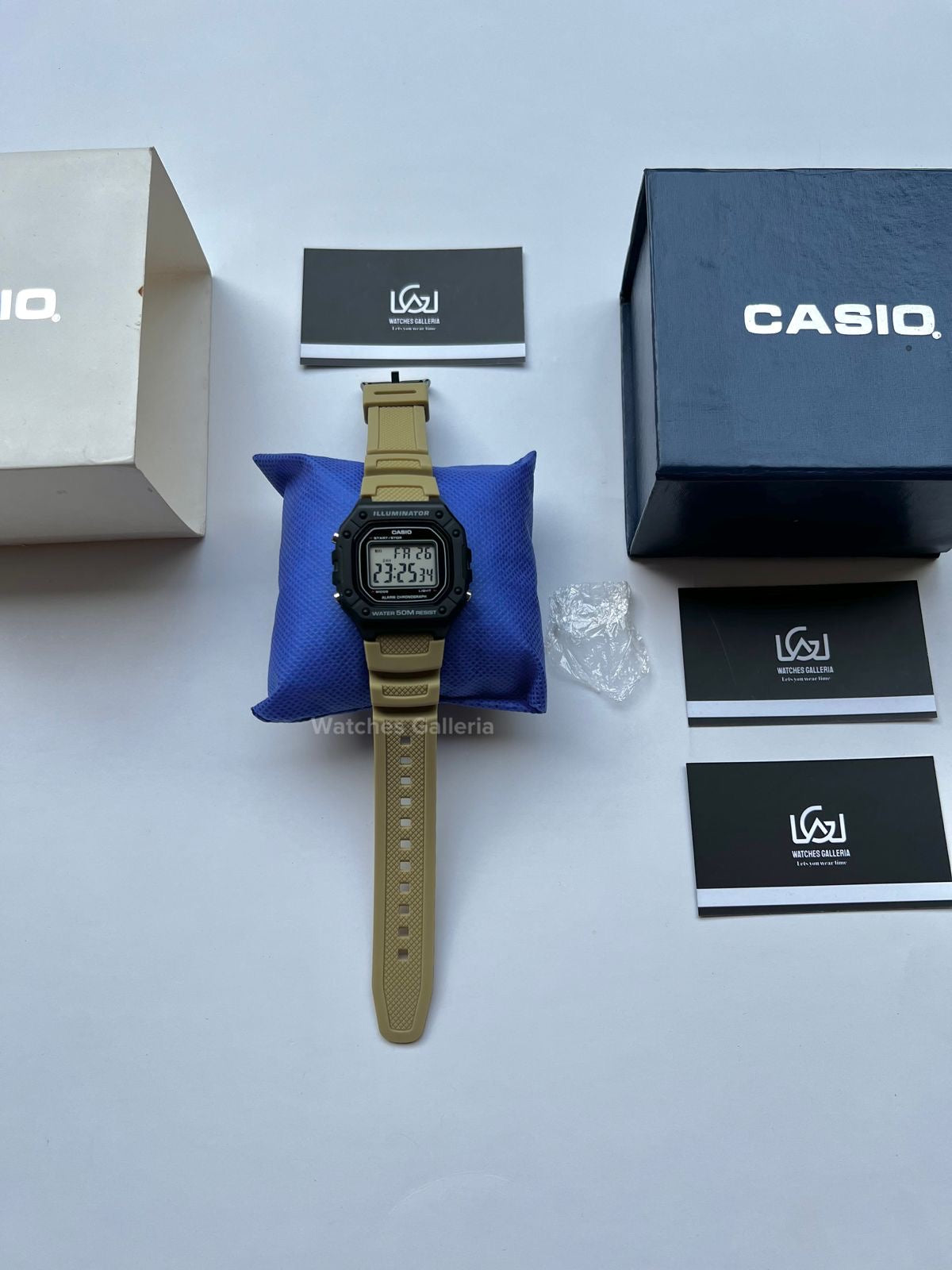 Casio Sports Digital Watch Khaki Exclusive (White Display) W218H Watches Galleria