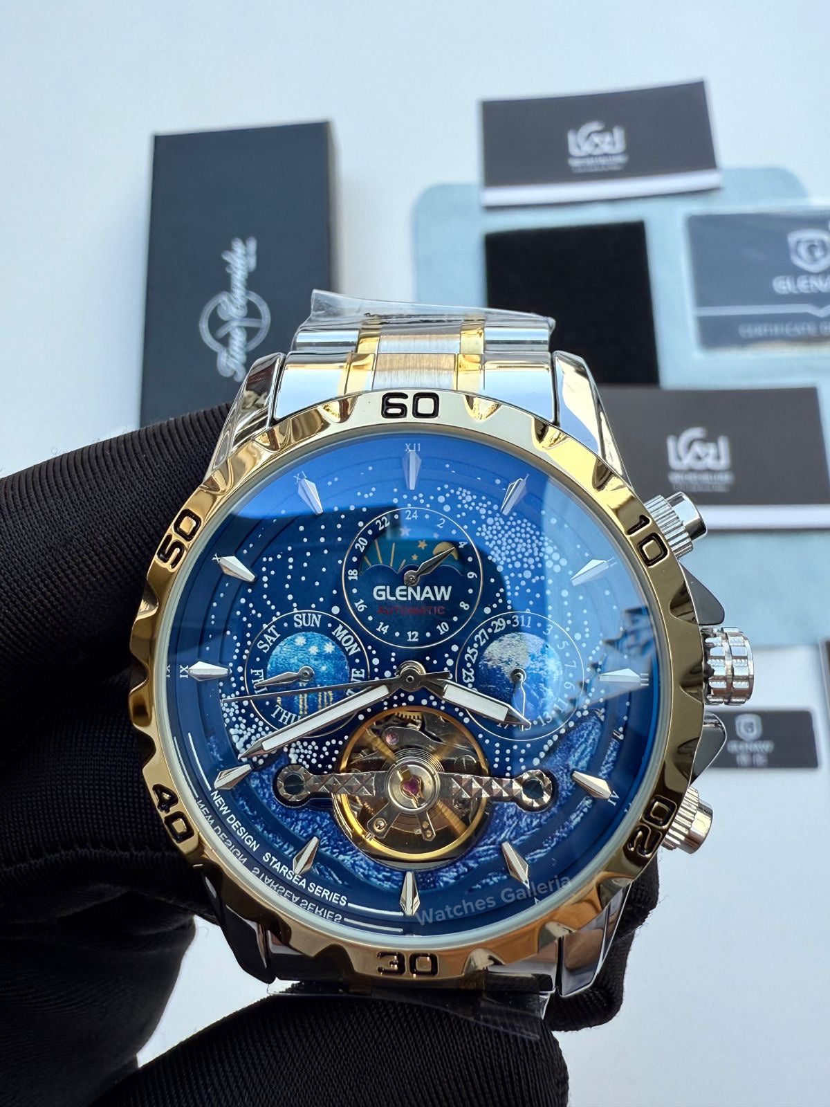Glenaw Moonphase Automatic (Blue/Gold) GL8919 Watches Galleria