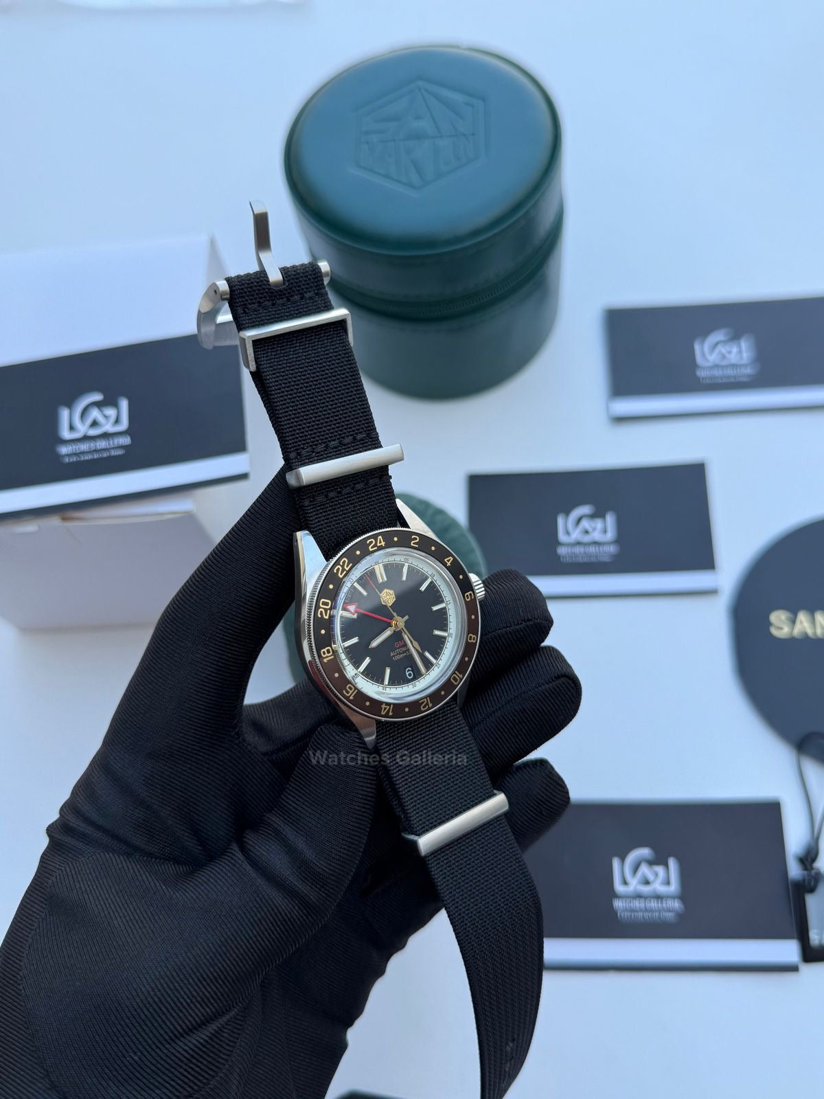 San Martin GMT RootBeer Automatic (Black Nato Straps) SN0116 Watches Galleria
