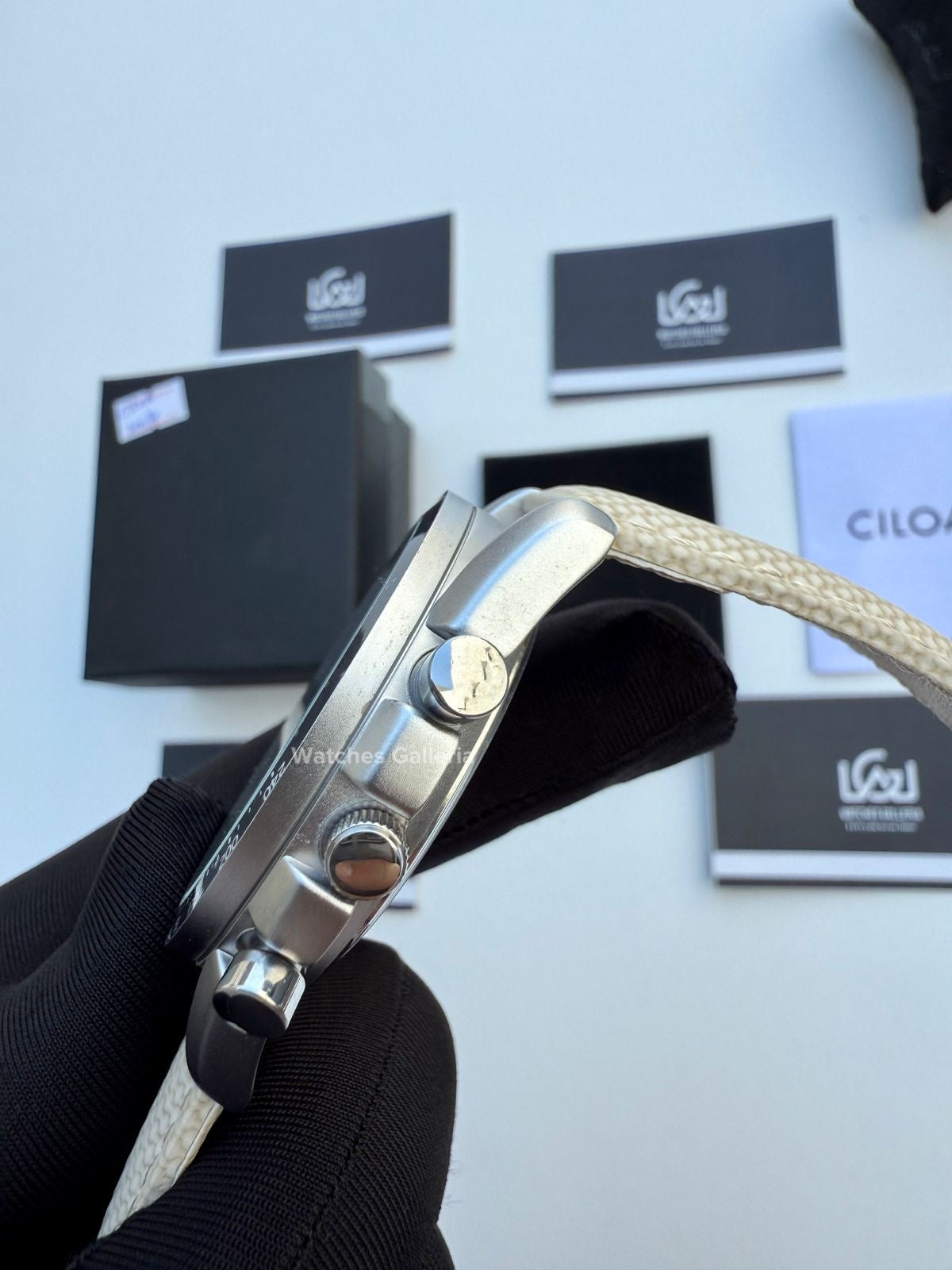 Ciloa Chronograph Leather Quartz (White) ciloa507 Watches Galleria