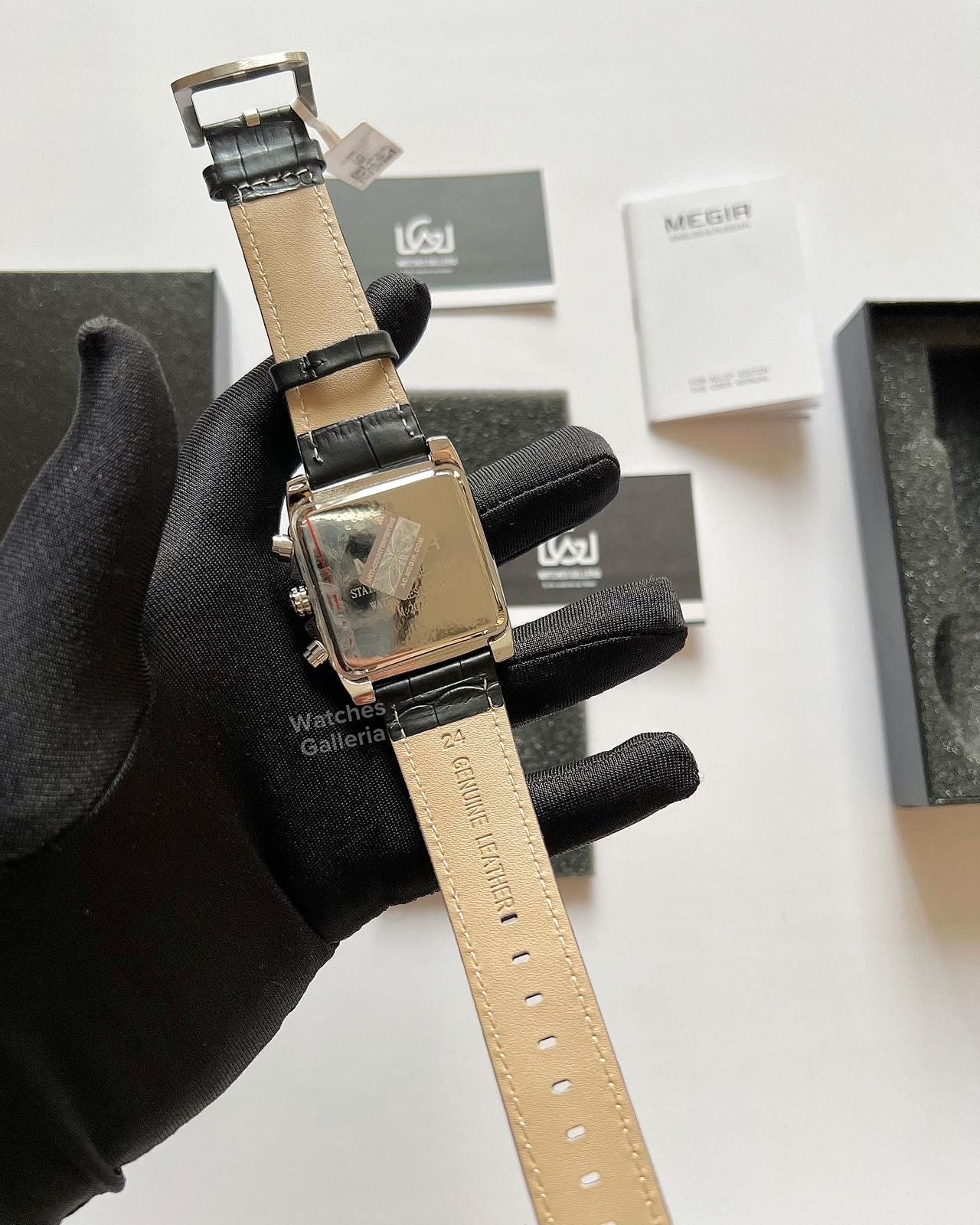 Megir Square Chronograph Quartz (Silver Black) ML2028
