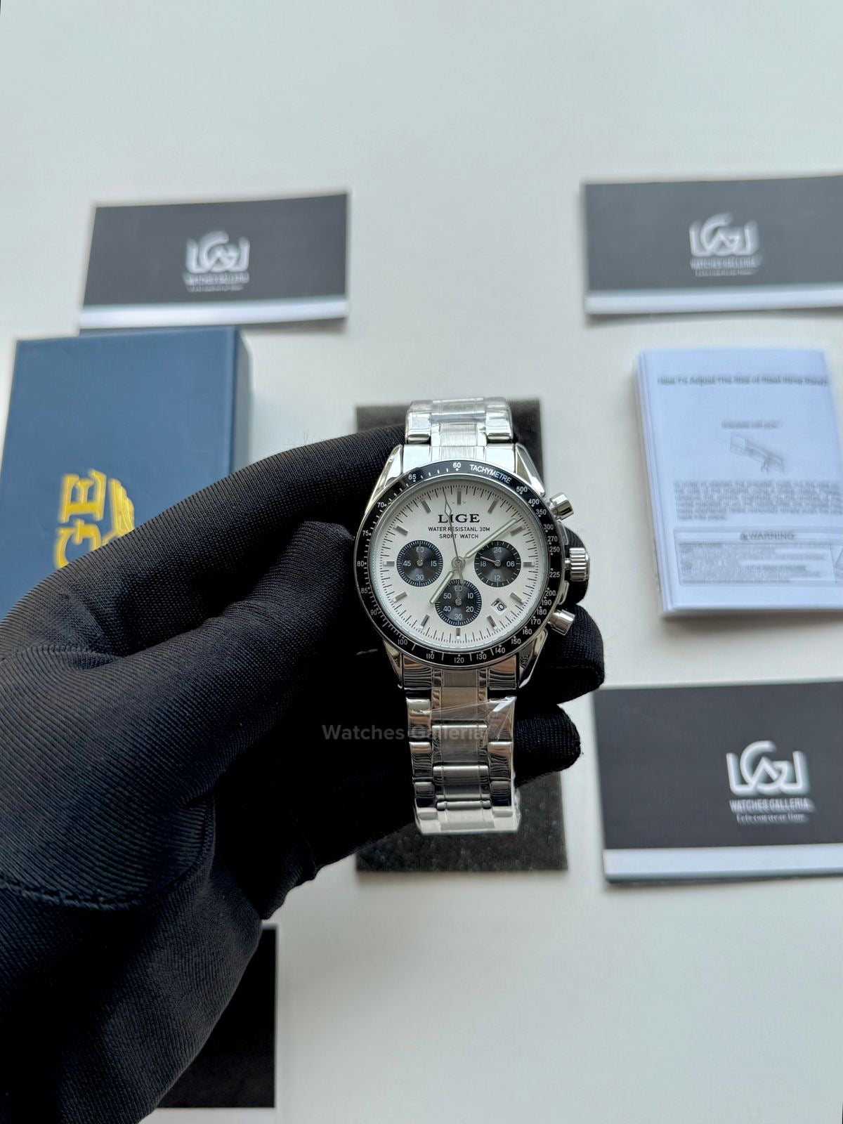 Lige Speedmaster Quartz (White/Black) Lige89137 Watches Galleria © Copyrights All Right Reserved