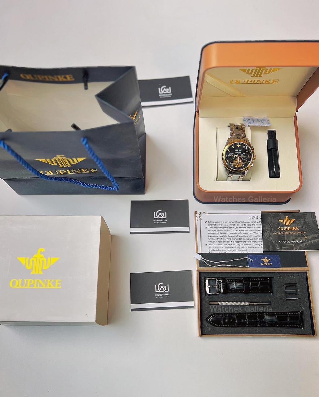 Oupinke Tourbillon Mechanical Watch Automatic (Gold Black) 3186