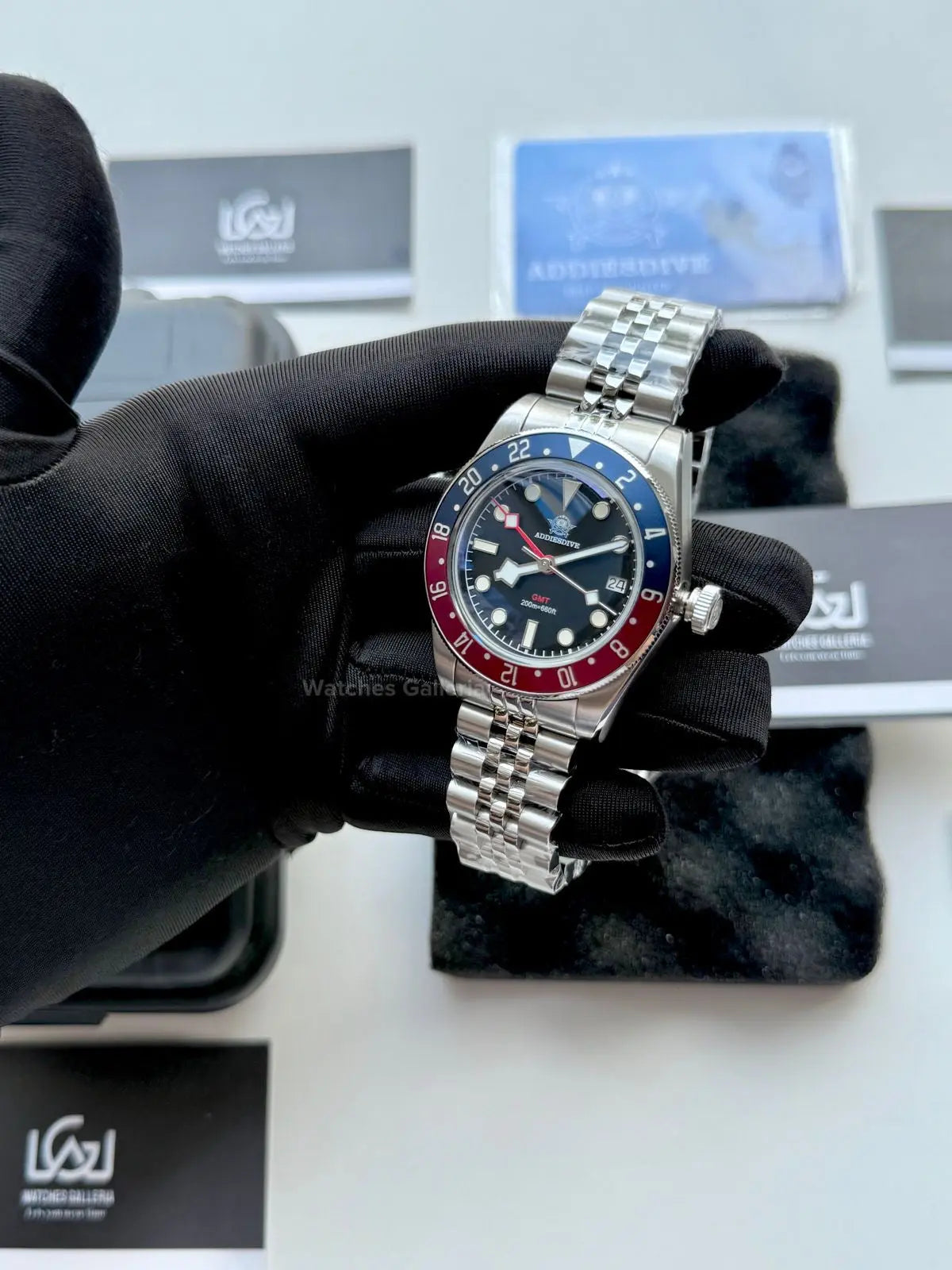 Addiesdive Black Bay GMT Pepsi Quartz (Black) AD2044 Watches Galleria