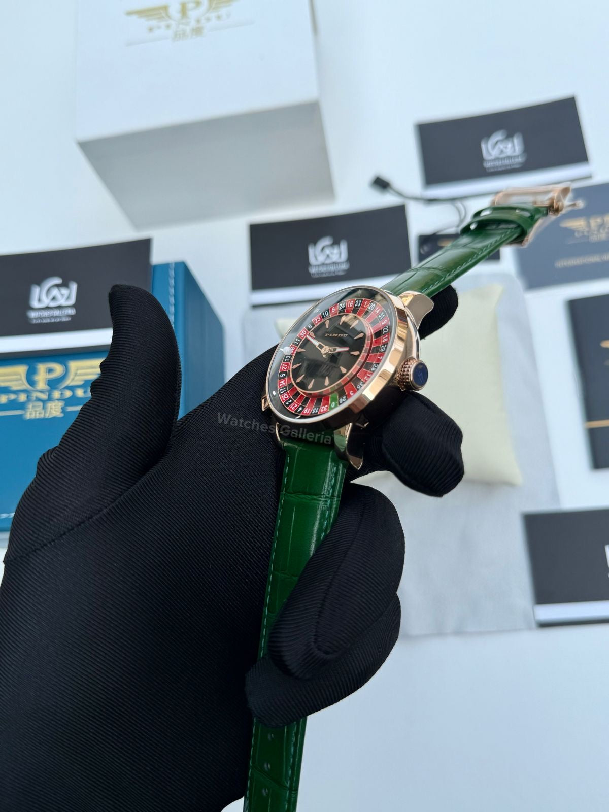 Pindu Design Casino Tourbillon Roulette Button Automatic (Green) P6628 Watches Galleria
