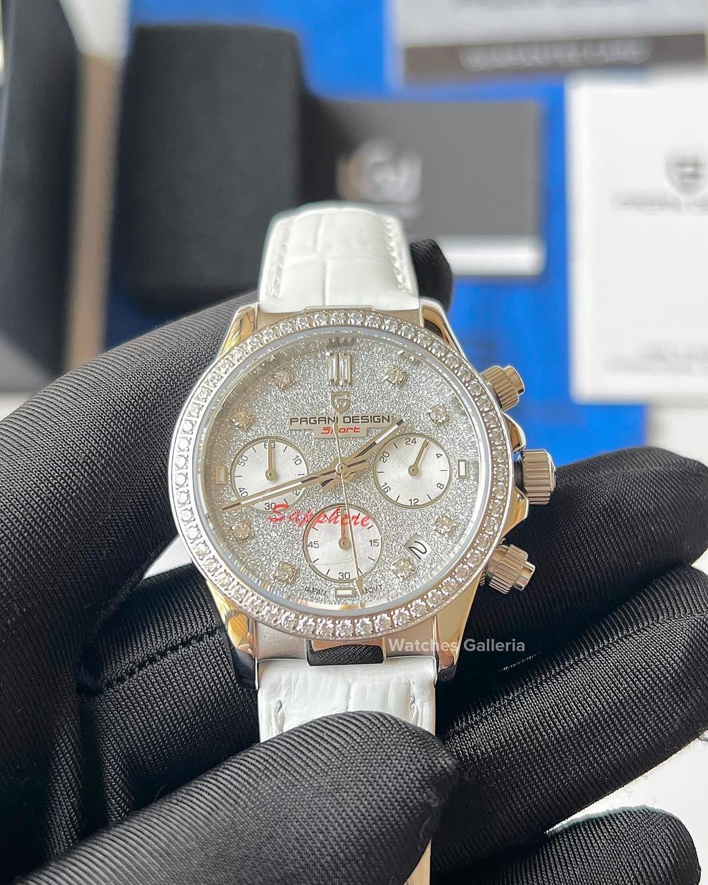 Pagani Design Daytona Stones Quartz Unisex (White) PD1730
