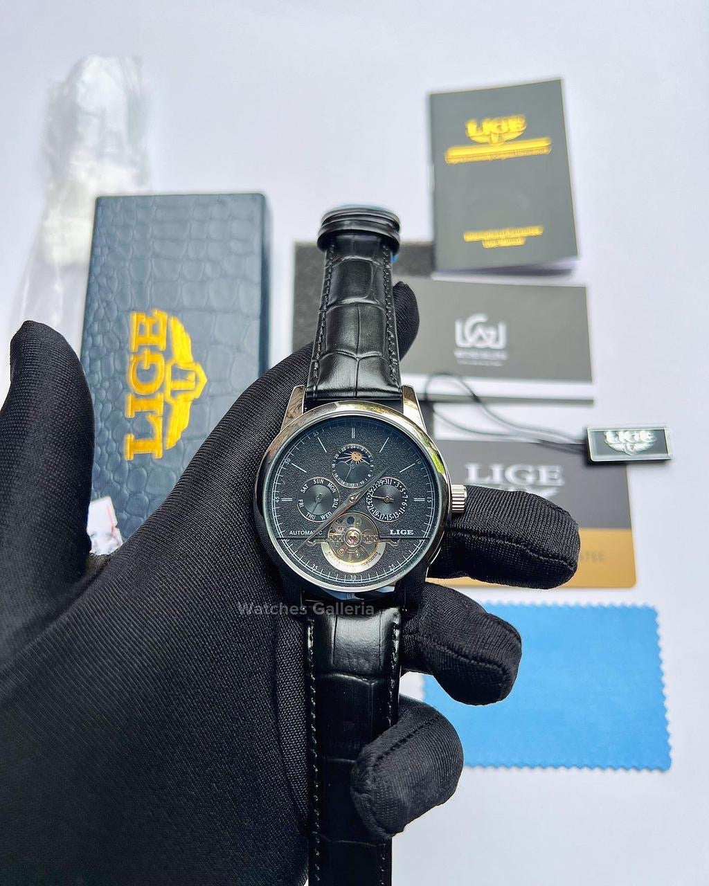 Lige Moonphase Automatic (Black Silver) LIGE6828