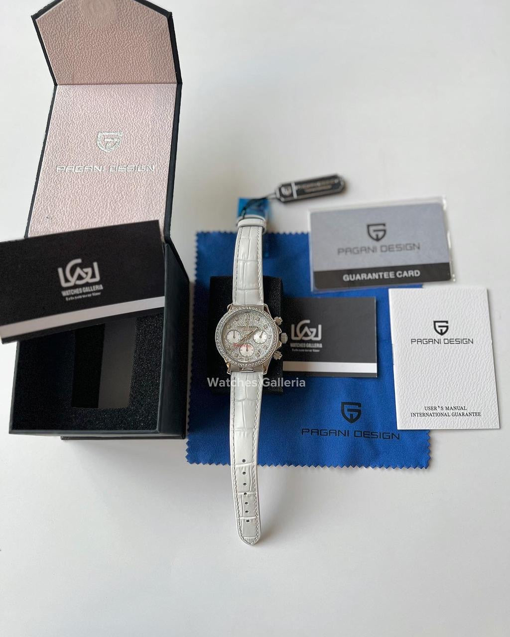 Pagani Design Daytona Stones Quartz Unisex (White) PD1730