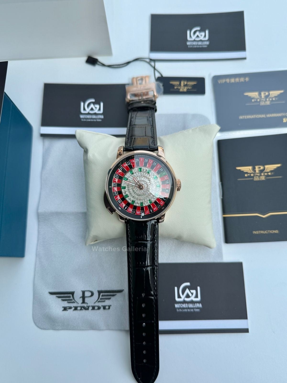 Pindu Design Casino Roulette Button Edition Automatic (Baguette Cut Diamonds) P6628 Watches Galleria