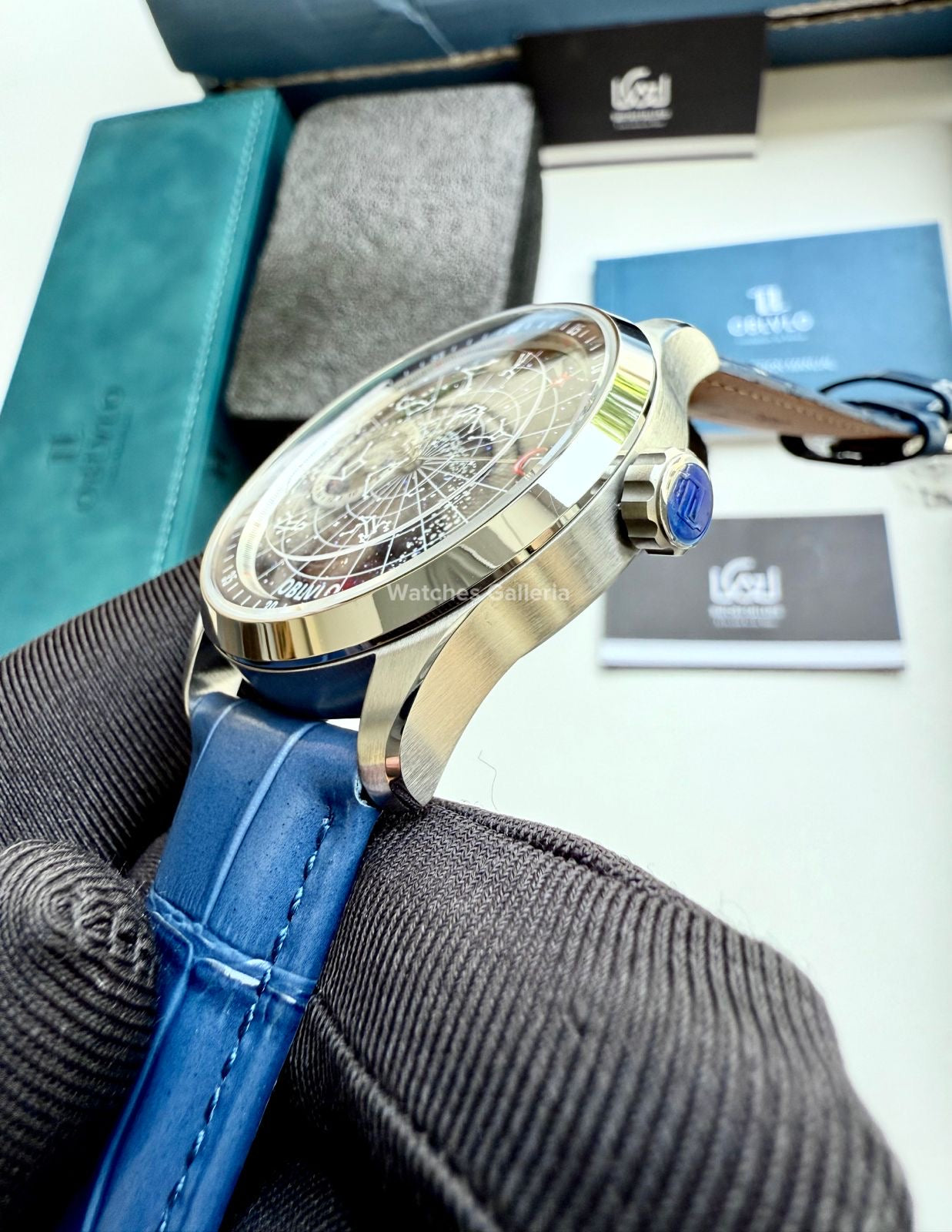 Oblvlo Grand Complications Calestial Automatic (Blue/Silver) oblvloGC Watches Galleria