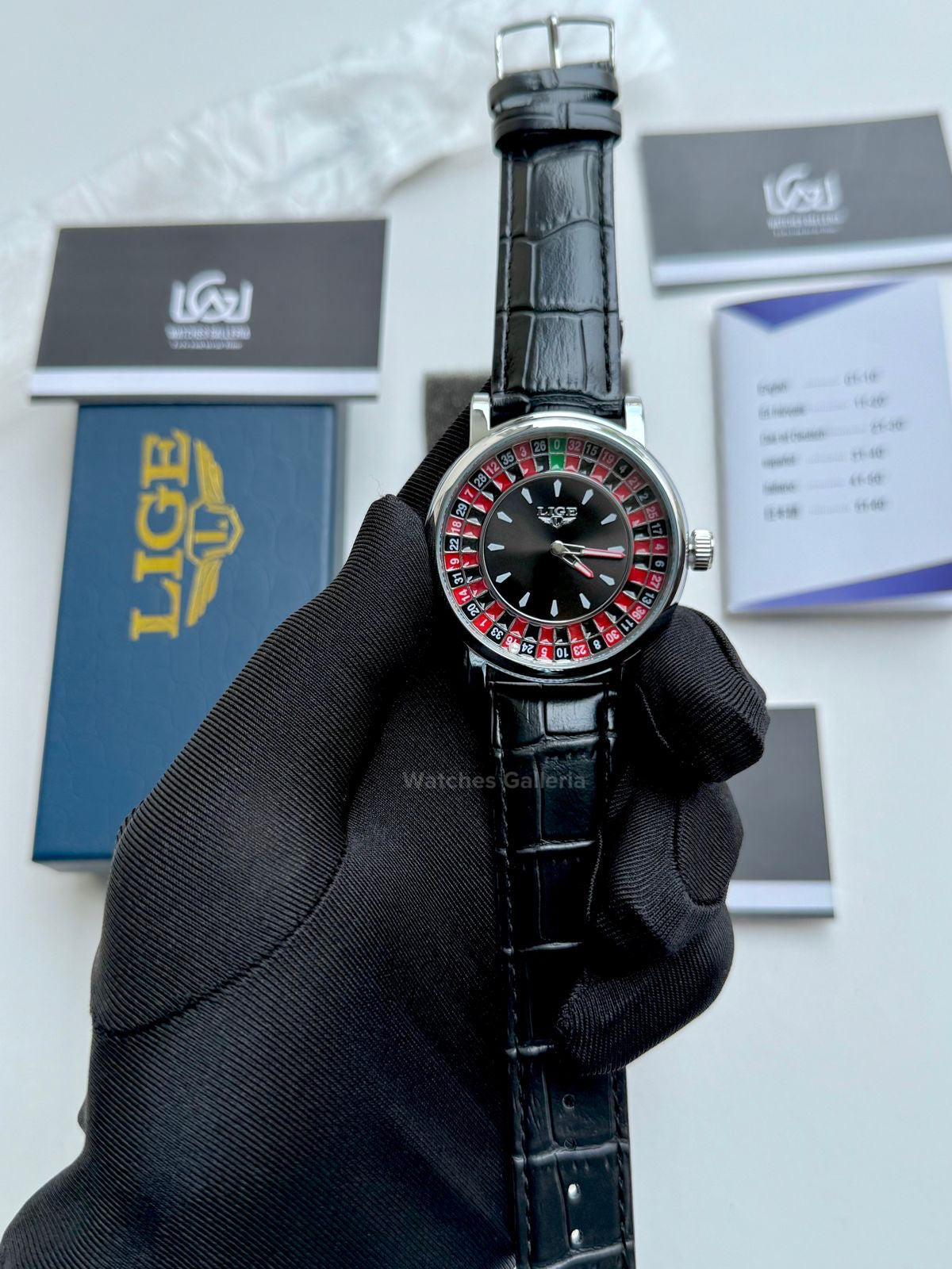 Lige Casino Watch Quartz (Silver Black) LG89161 Watches Galleria