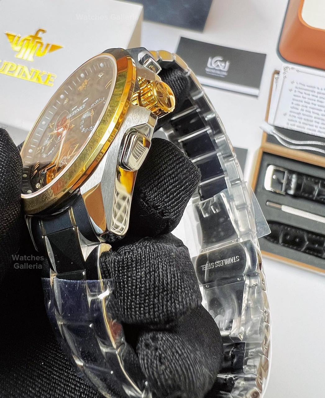 Oupinke Tourbillon Mechanical Watch Automatic (Gold Black) 3186
