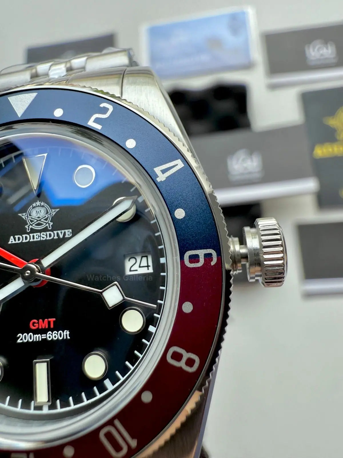 Addiesdive Black Bay GMT Pepsi Quartz (Black) AD2044 Watches Galleria