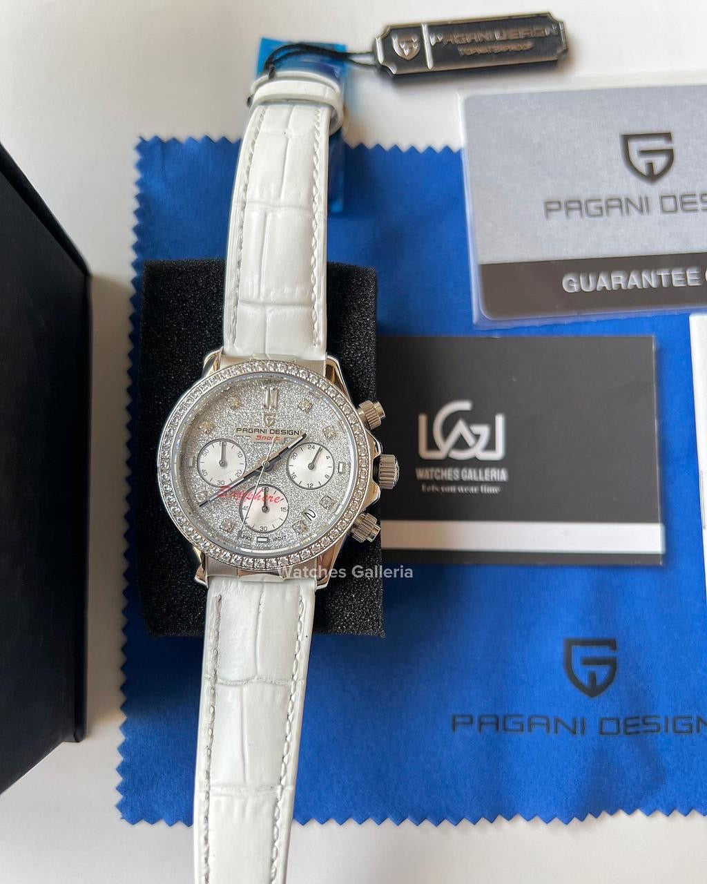 Pagani Design Daytona Stones Quartz Unisex (White) PD1730