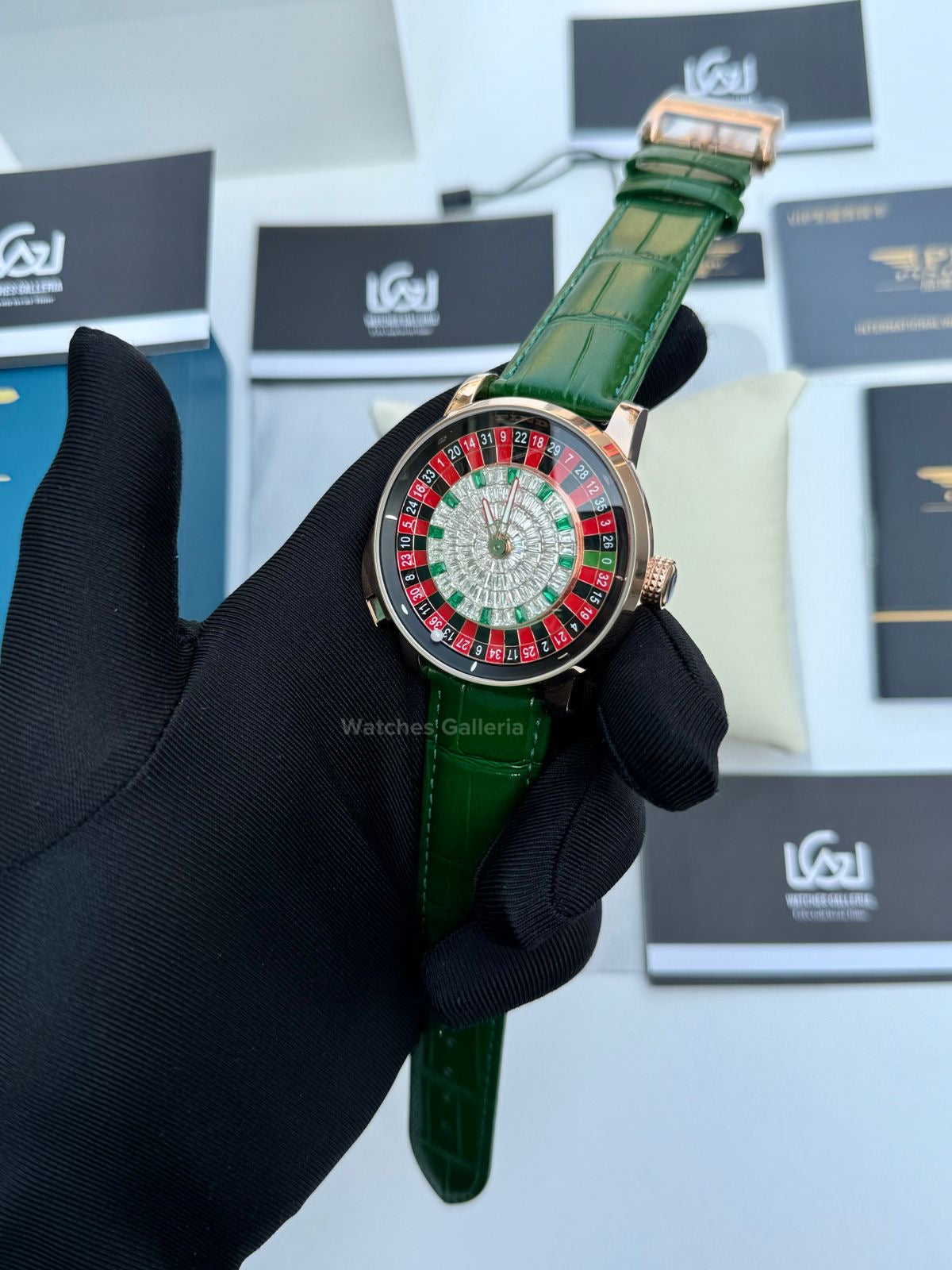 Pindu Design Casino Roulette Button Edition Automatic (Baguette Cut Diamonds) P6628 Watches Galleria