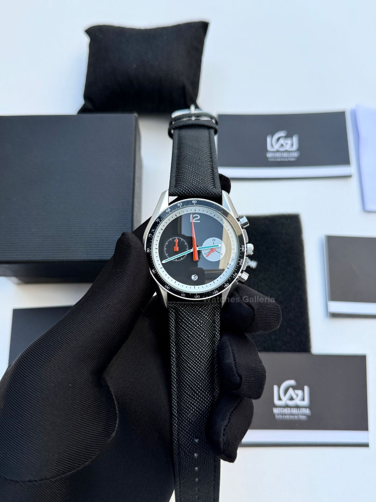 Ciloa Chronograph Leather Quartz (Black) ciloa507 Watches Galleria