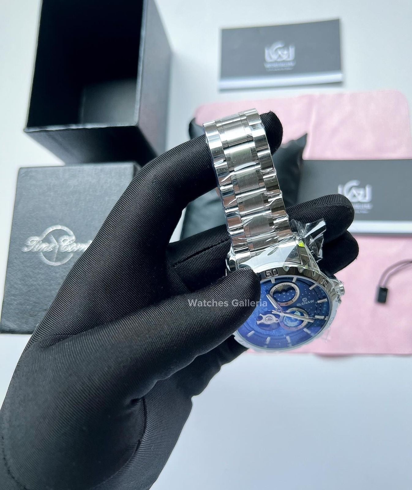 Glenaw Automatic Open Heart & Earth Rotating (Silver) GL8950 Watches Galleria