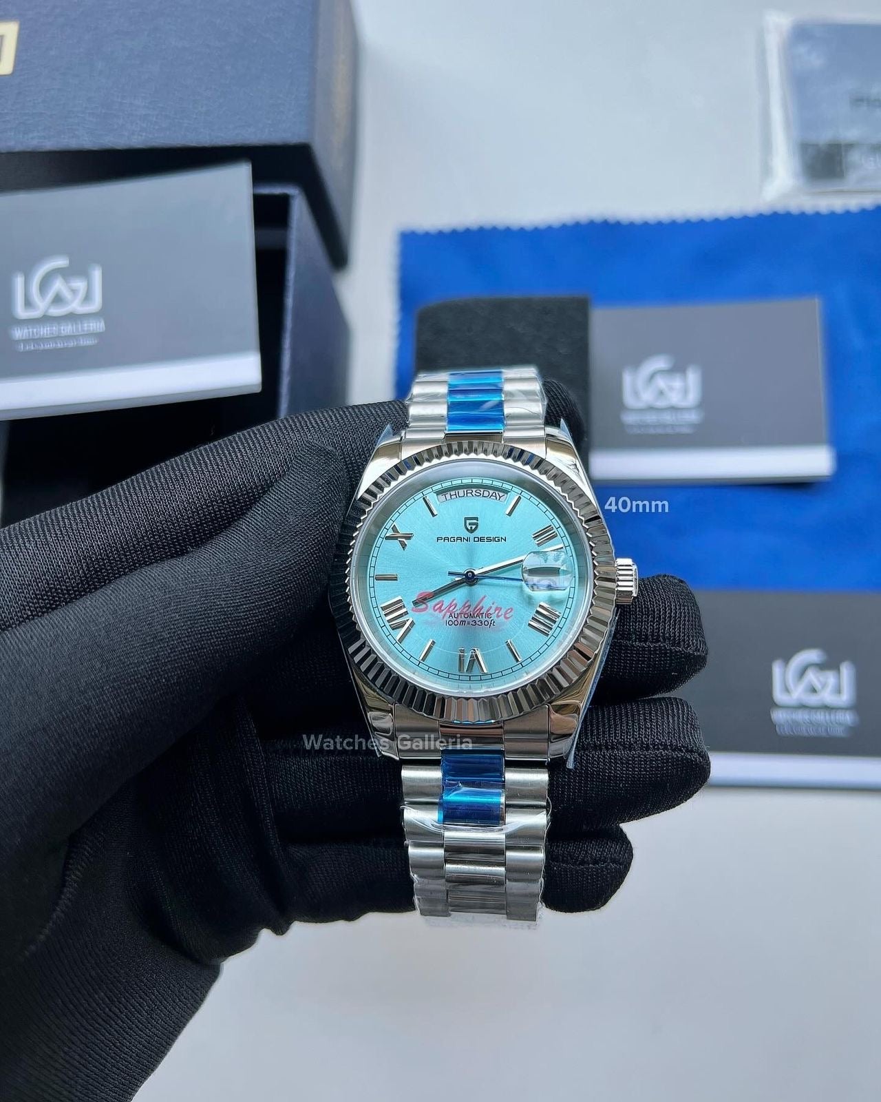 Pagani Design Date Day Automatic 40mm Seiko NH36A Ice Blue Dial PD1783