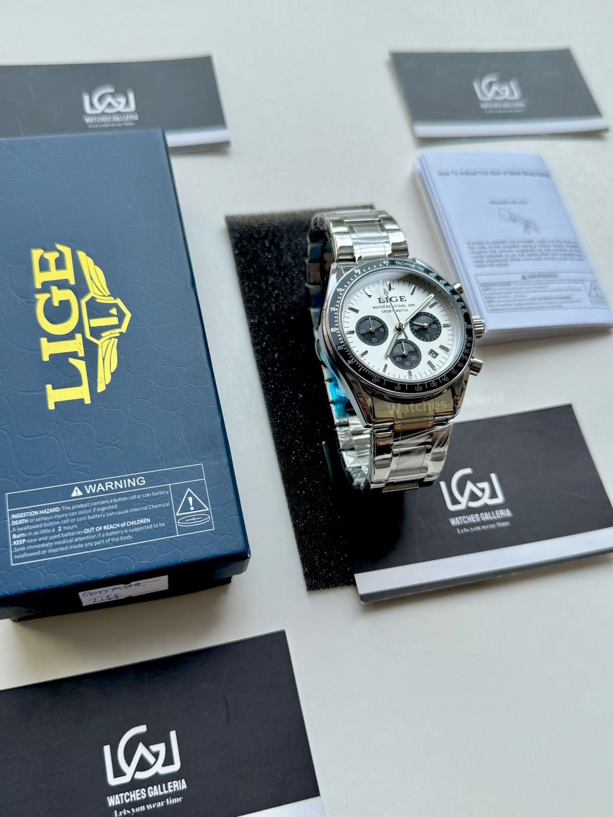 Lige Speedmaster Quartz (White/Black) Lige89137 Watches Galleria © Copyrights All Right Reserved