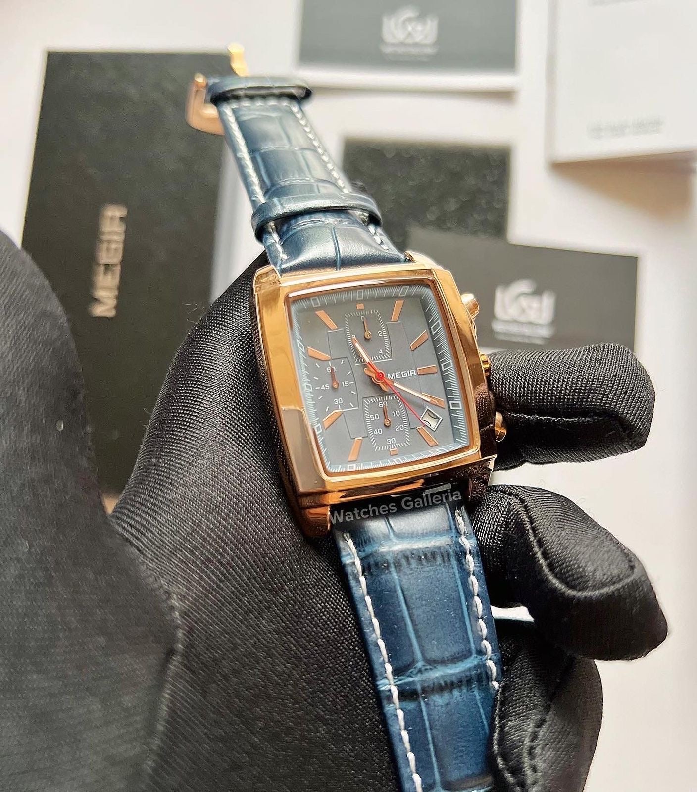 Megir Square Chronograph (Blue Gold) ML2028