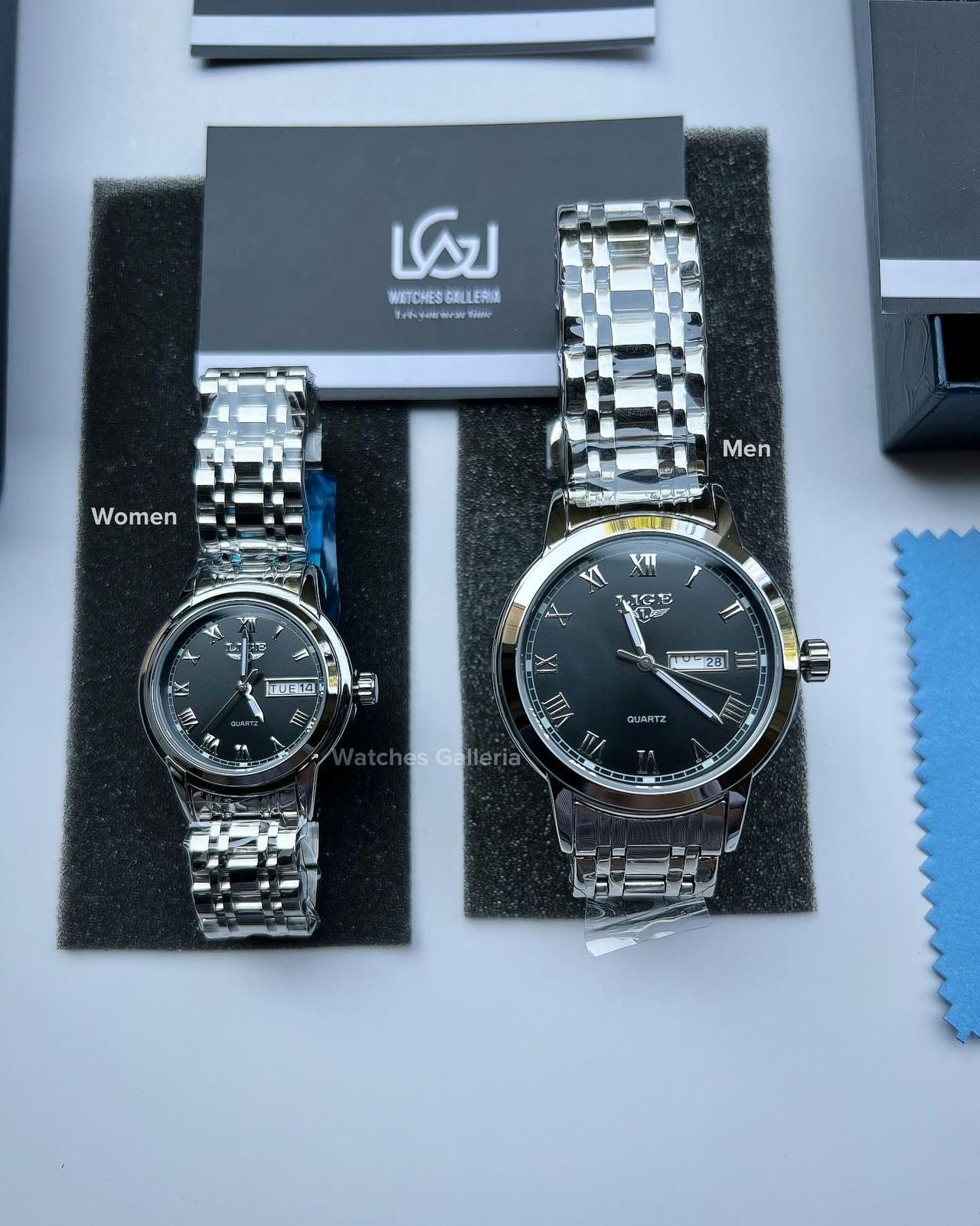 Lige Date Day Couple Watch (Black) Lige9846 Lige10007L