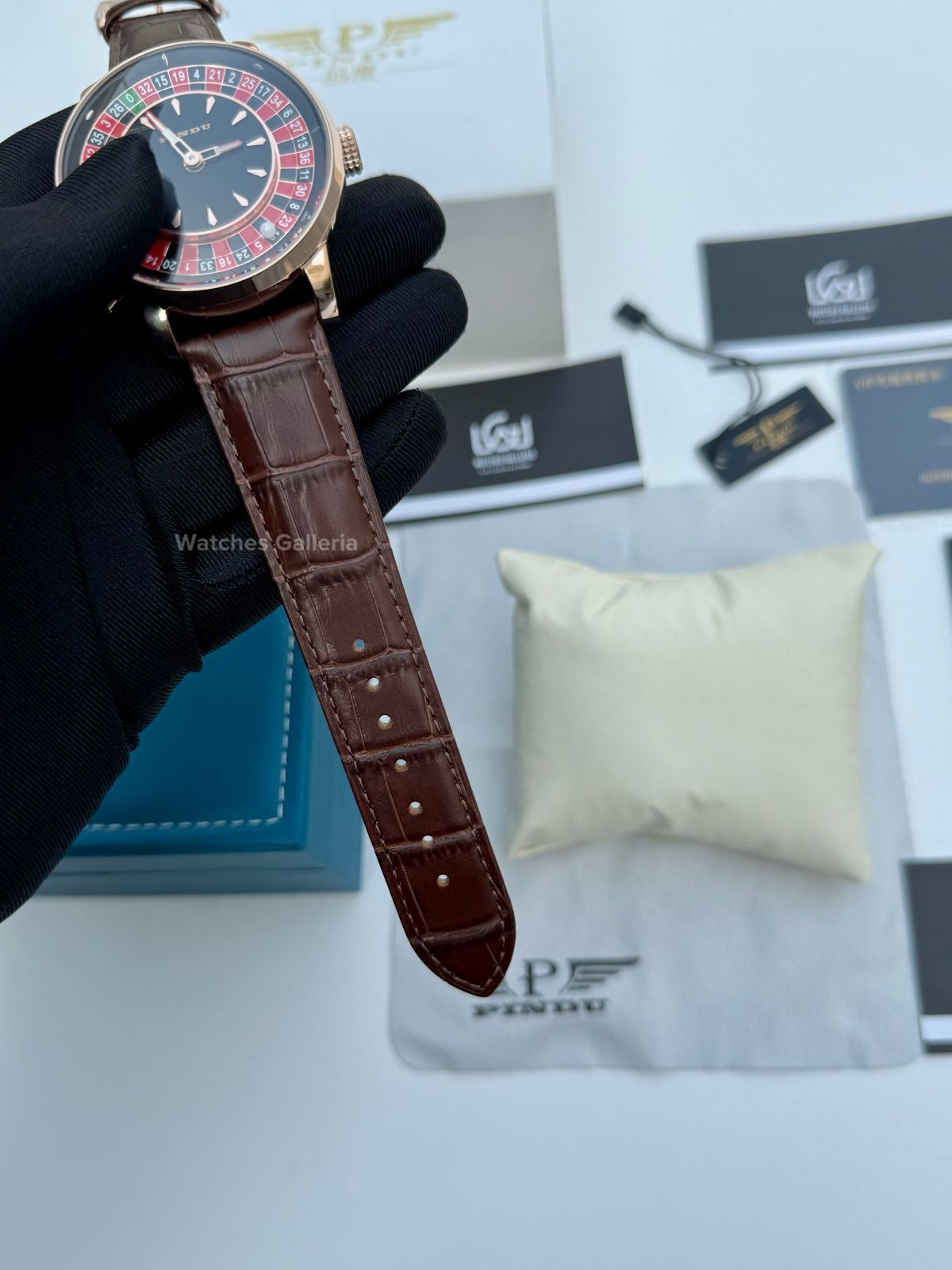 Pindu Design Casino Tourbillon Roulette Button Automatic (Brown) P6628 Watches Galleria