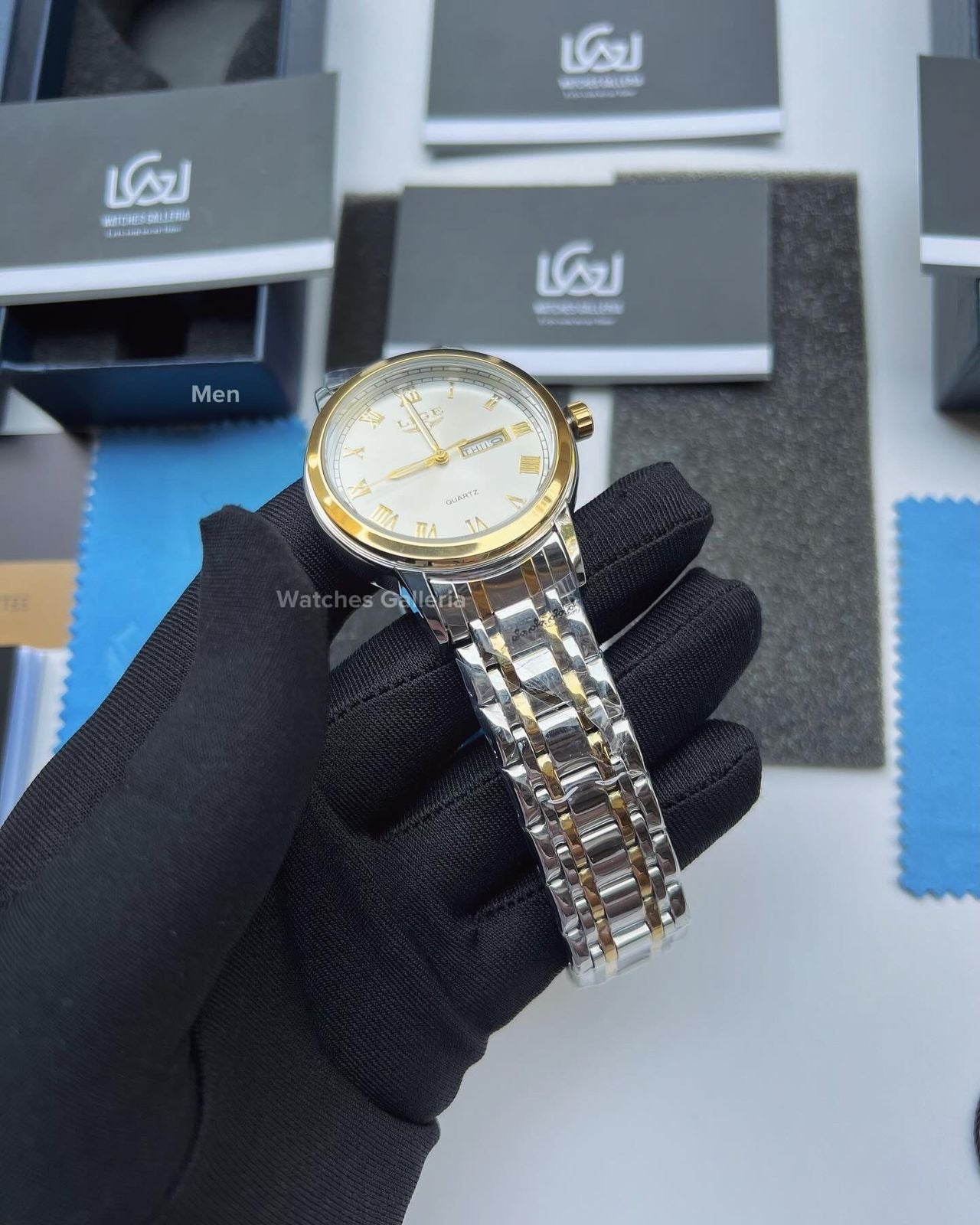 Lige Date Day Couple Watch (Silver/Gold) lige9846 lige 10007L