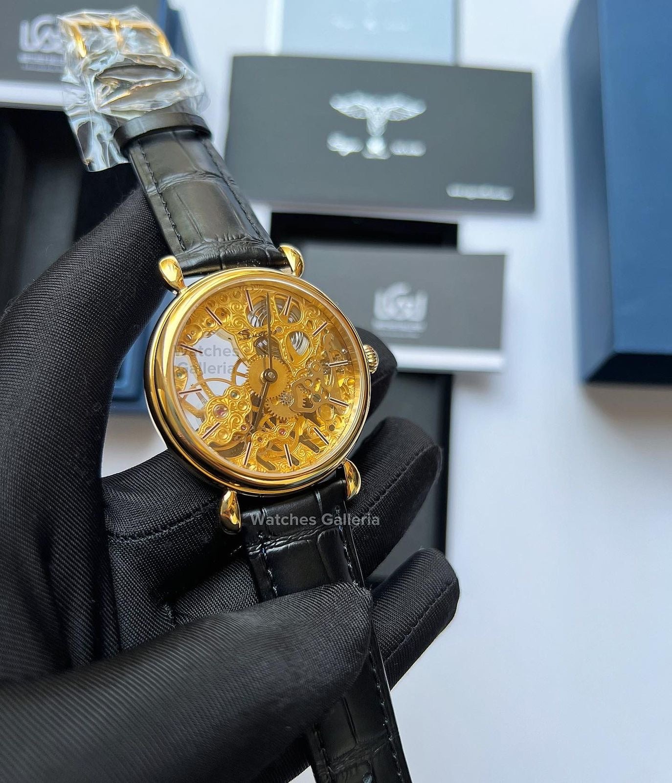 Sugess Skeleton Slimmaster Manual Wind (Black Gold) SU3600 (Discontinued)