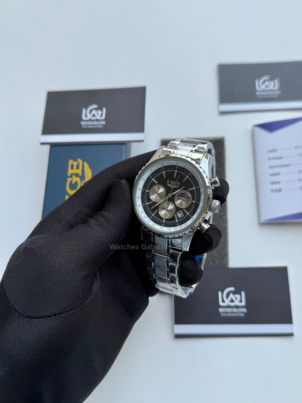 Lige Chronograph Quartz (Black) Lige8989 Watches Galleria