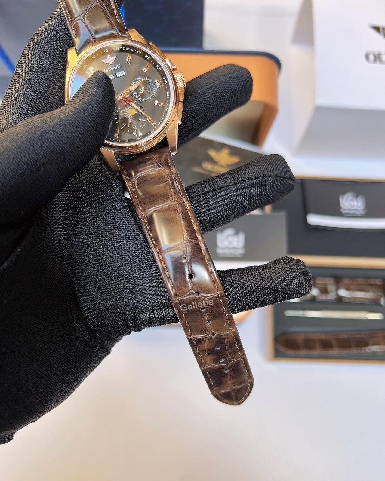 Oupinke Calendar Moonphase Automatic (Brown) 3189