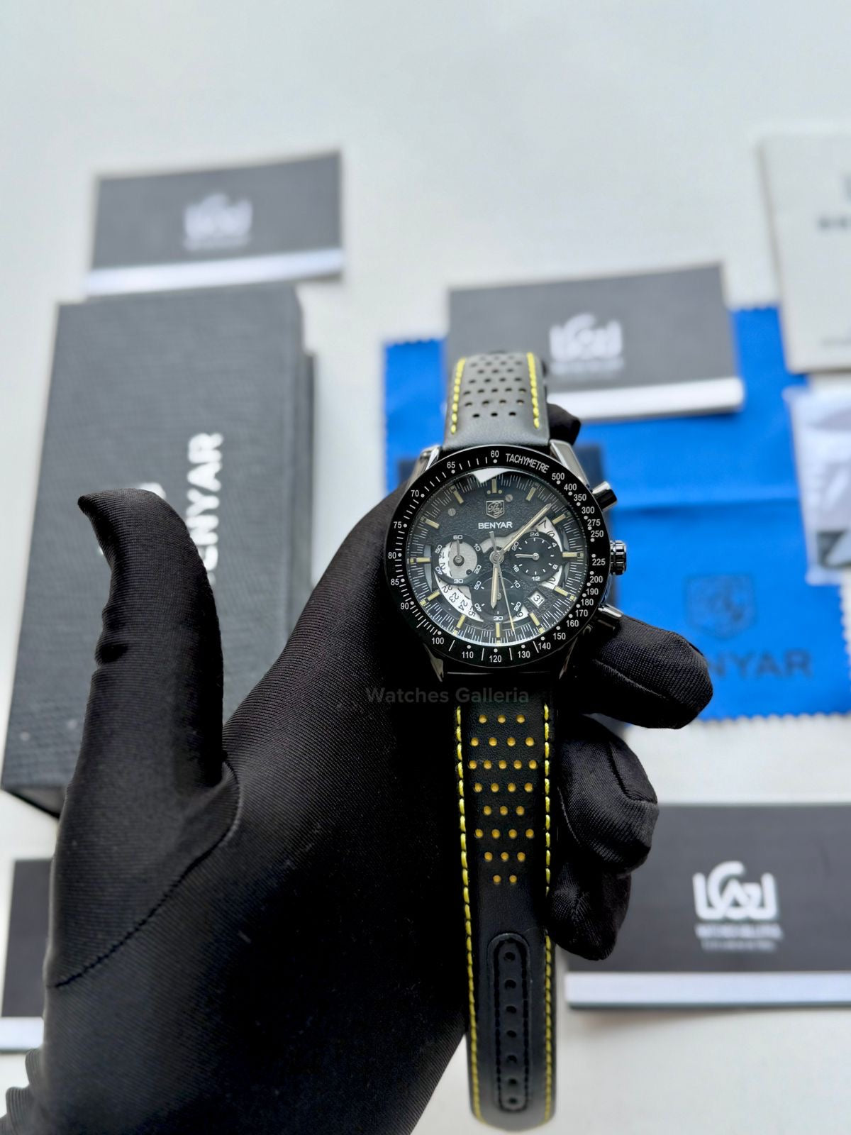 Benyar Dark Side of the Moon Apollo 8 Quartz (Black/Yellow) BY5120 Watches Galleria