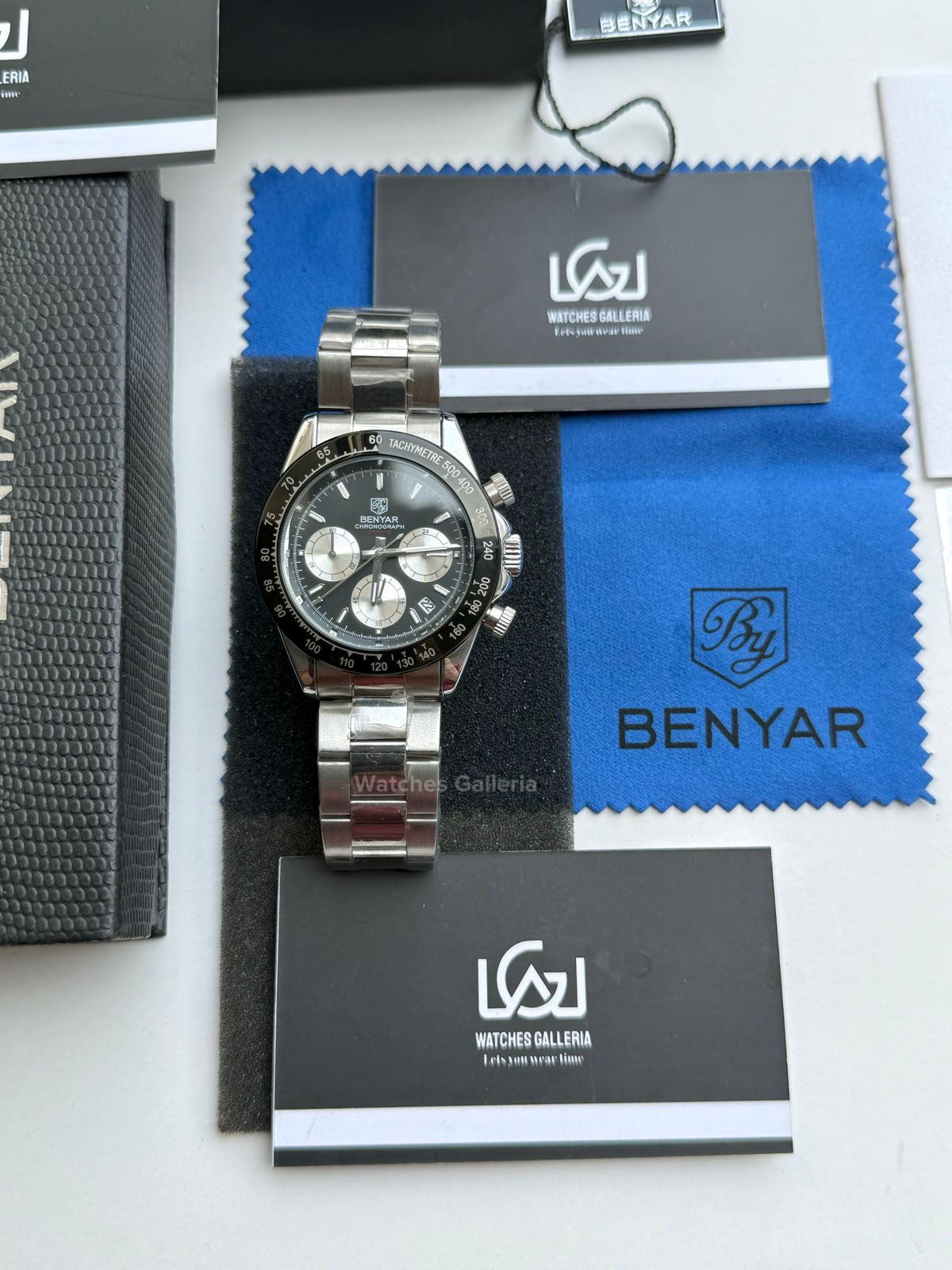 Benyar Daytona Chronograp Quartz (Black Silver) BY5169 Watches Galleria