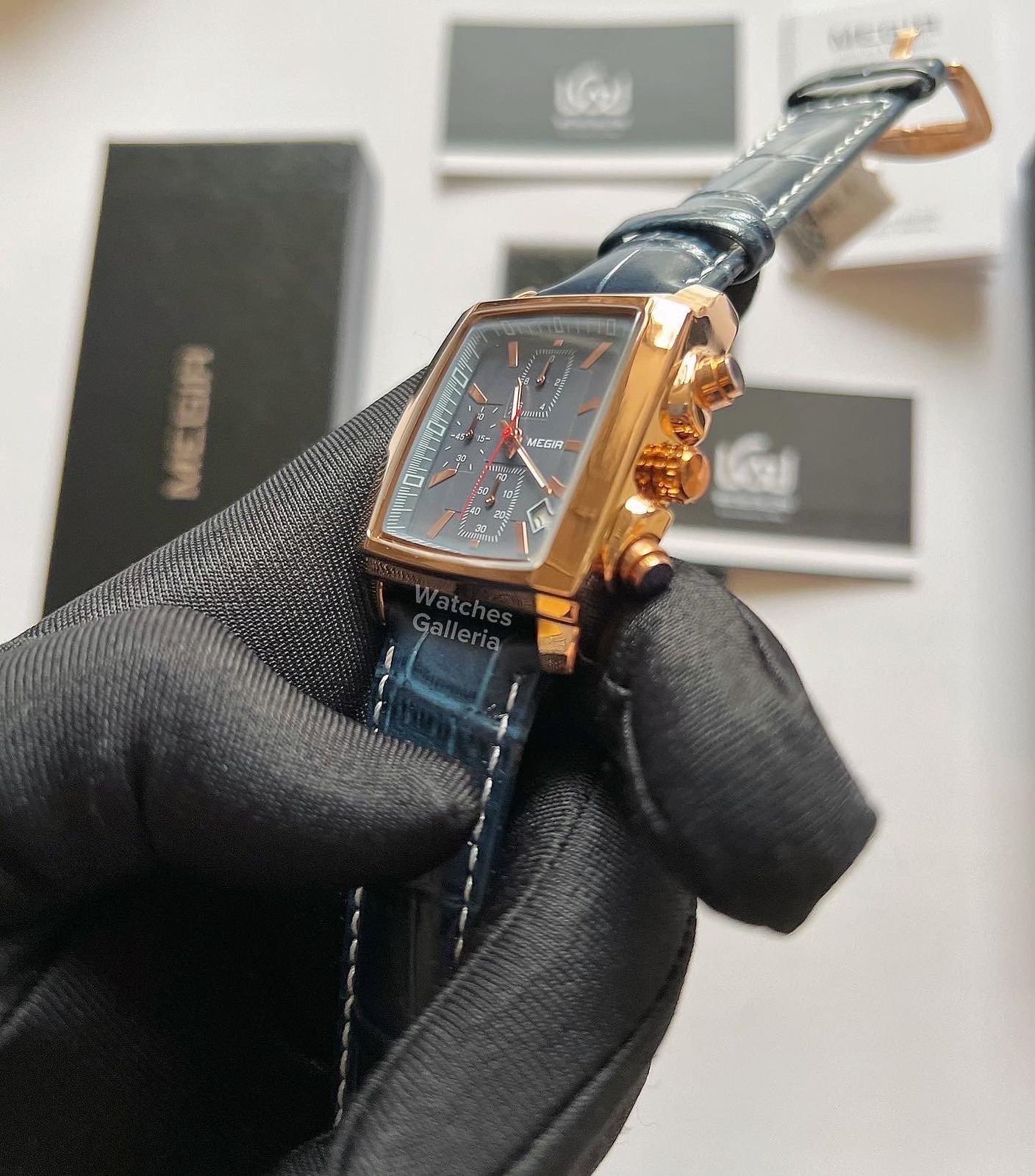Megir Square Chronograph (Blue Gold) ML2028