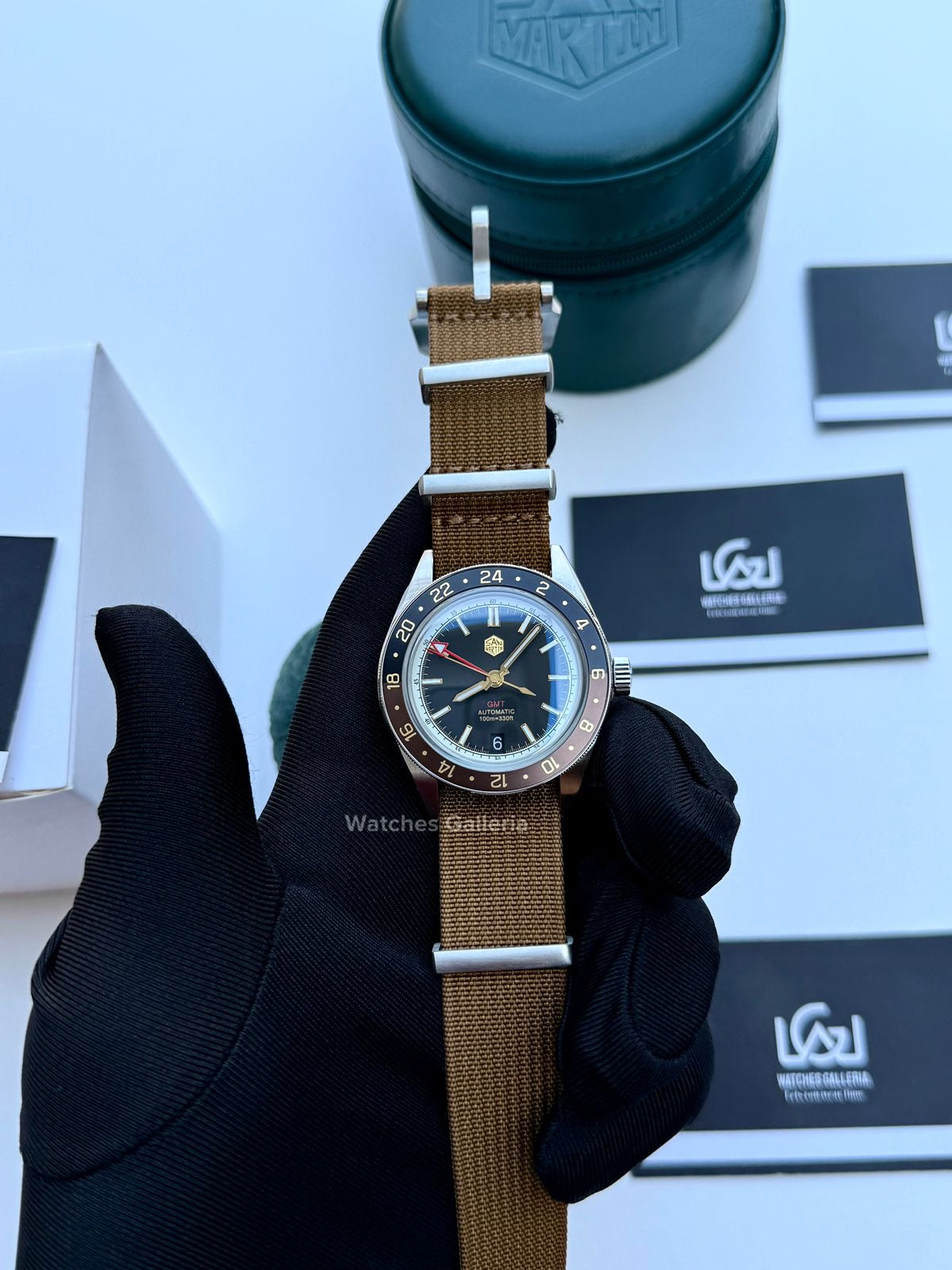 San Martin GMT RootBeer Automatic (Khaki Nato Straps) SN0116 Watches Galleria