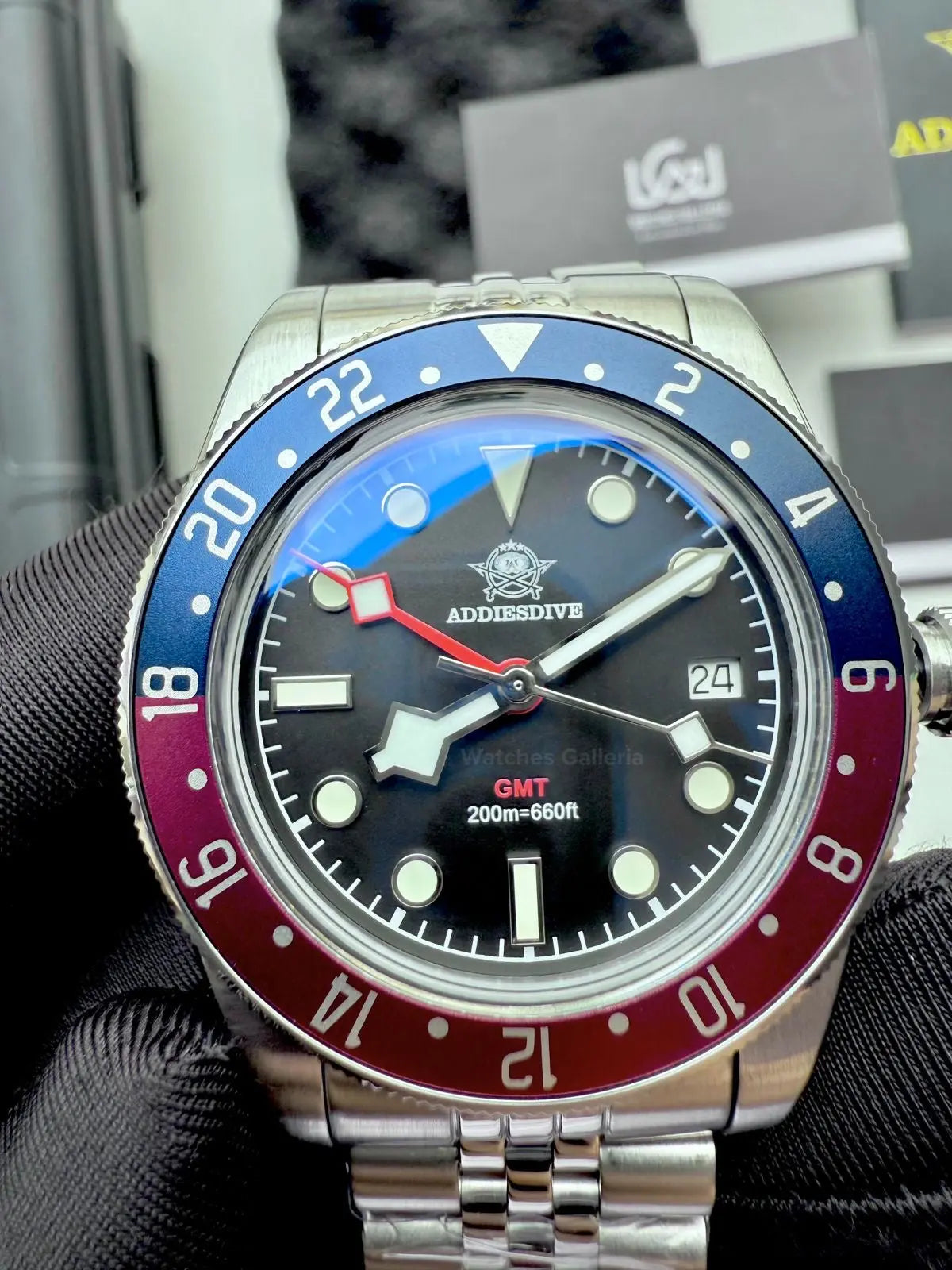 Addiesdive Black Bay GMT Pepsi Quartz (Black) AD2044 Watches Galleria