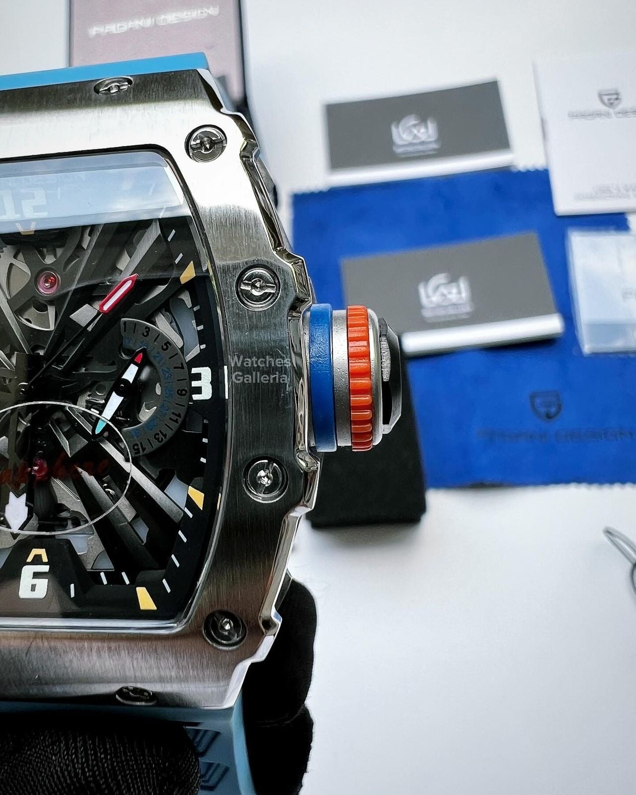 Pagani Design Tonneau Skeleton Watch Quartz (Blue Silver) PD1738 Watches Galleria
