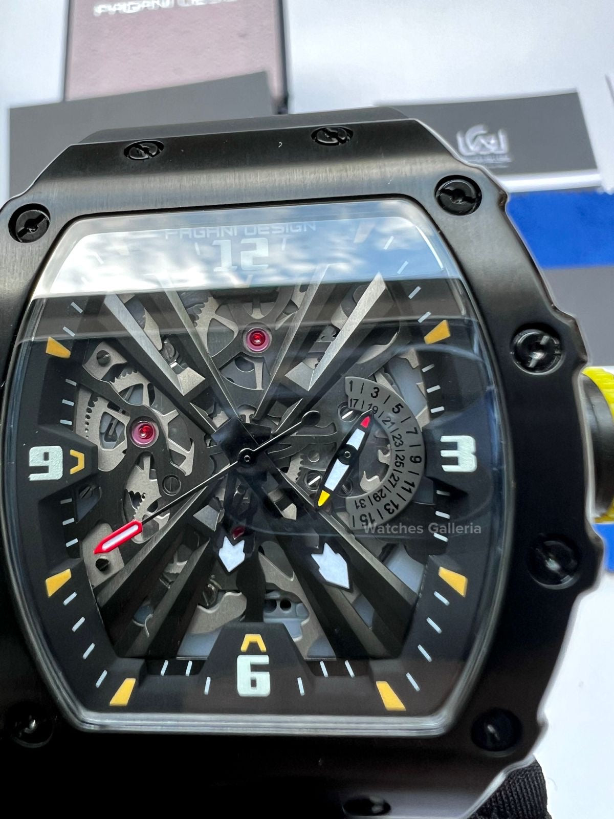 Pagani Design Tonneau Skeleton Watch Quartz (Black Black) PD1738 Watches Galleria