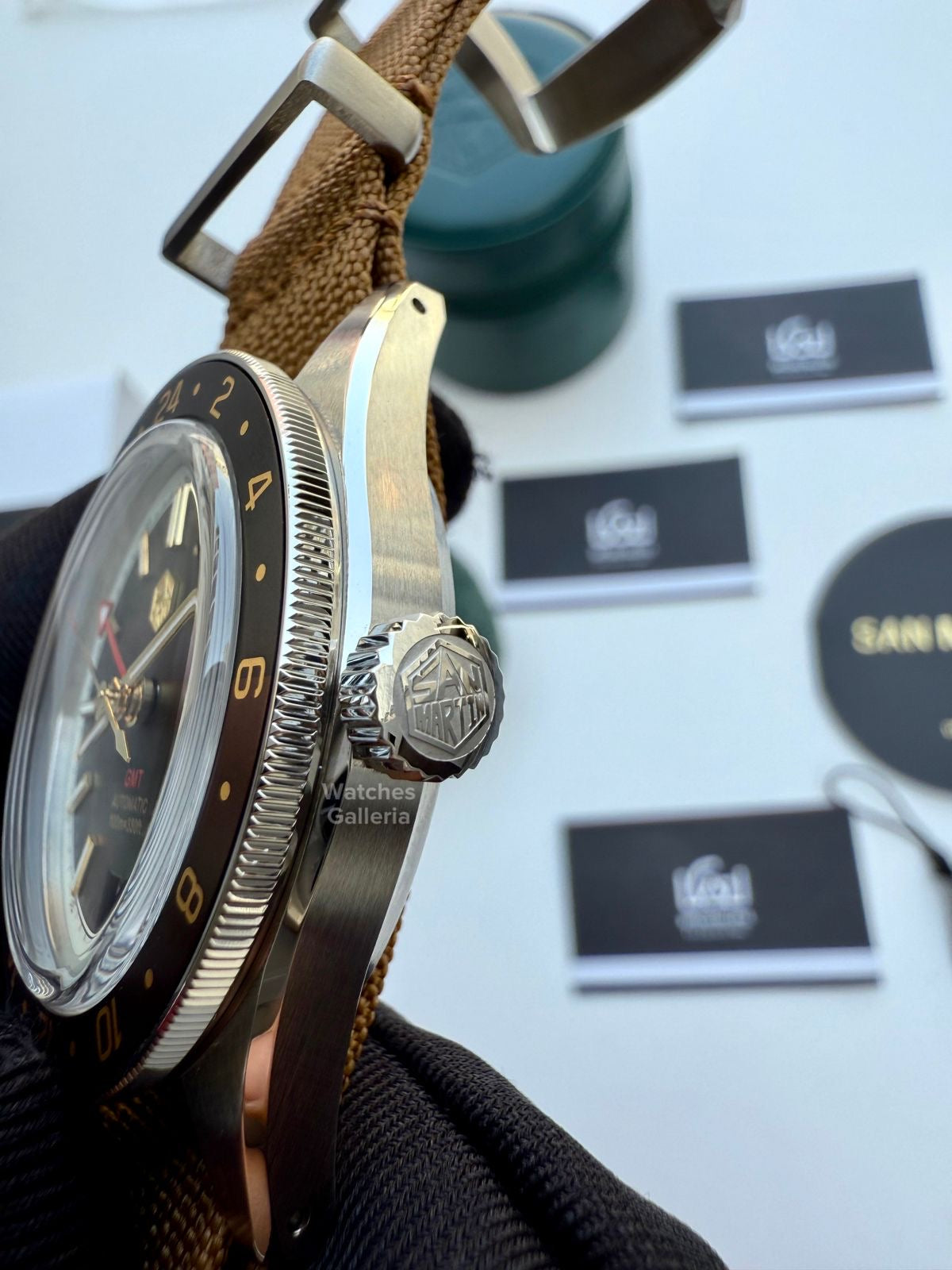 San Martin GMT RootBeer Automatic (Khaki Nato Straps) SN0116 Watches Galleria