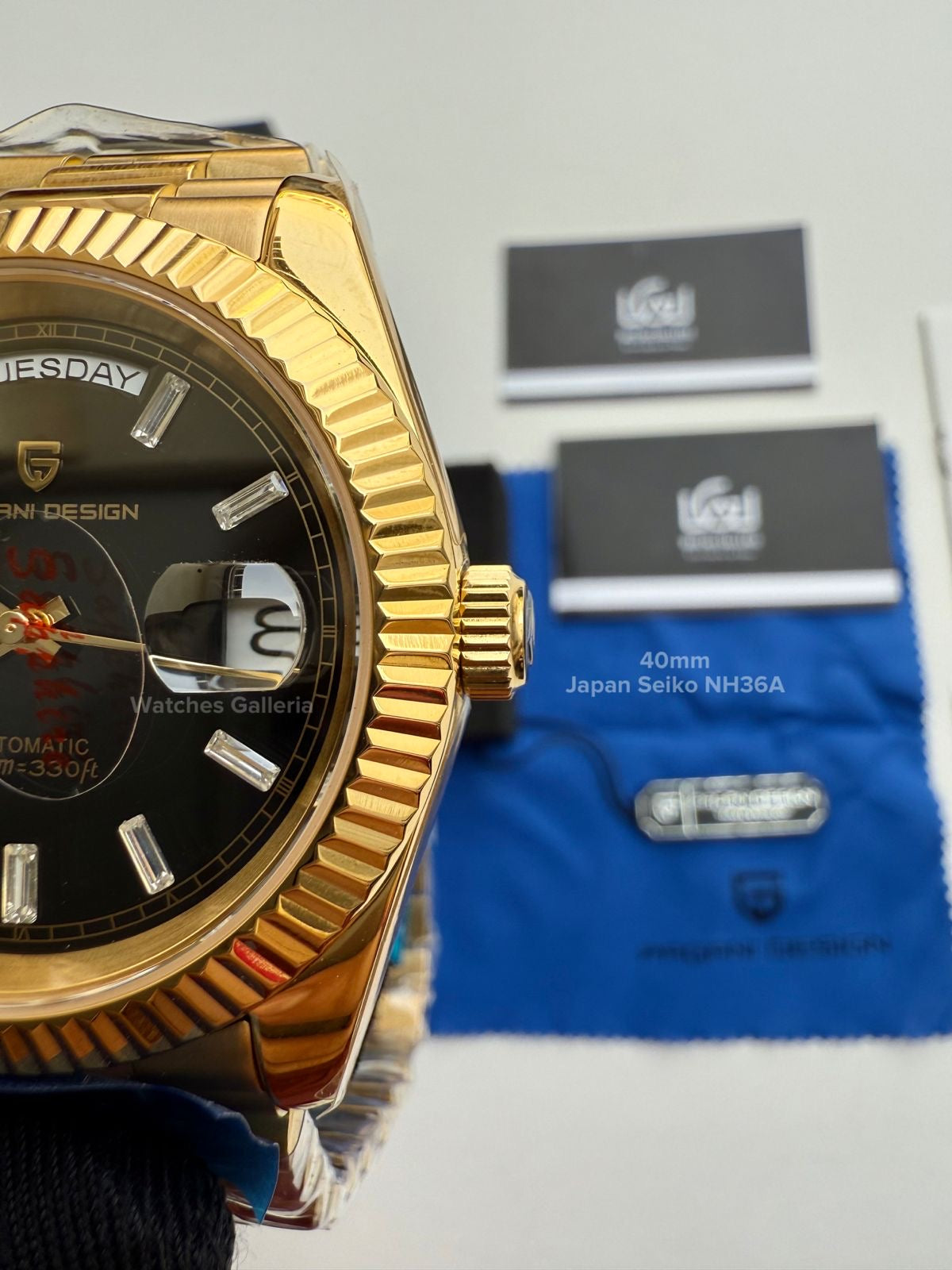 Pagani Design Date Day Automatic 40mm Japan Movement (Gold Black) PD1783 Watches Galleria
